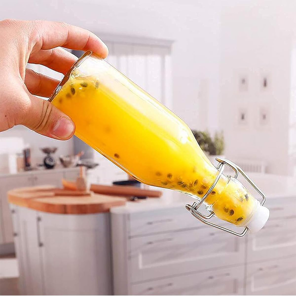 10Pack 250Ml Swing Top Glass Bottles, 8.5Oz Flip Top Beer Brewing Bottles with Stoppers for 2Nd Fermentation, Kombucha, Wine, Vanilla Extract, Juice, Tea, with Airtight Stopper Cap Lid, Pourers