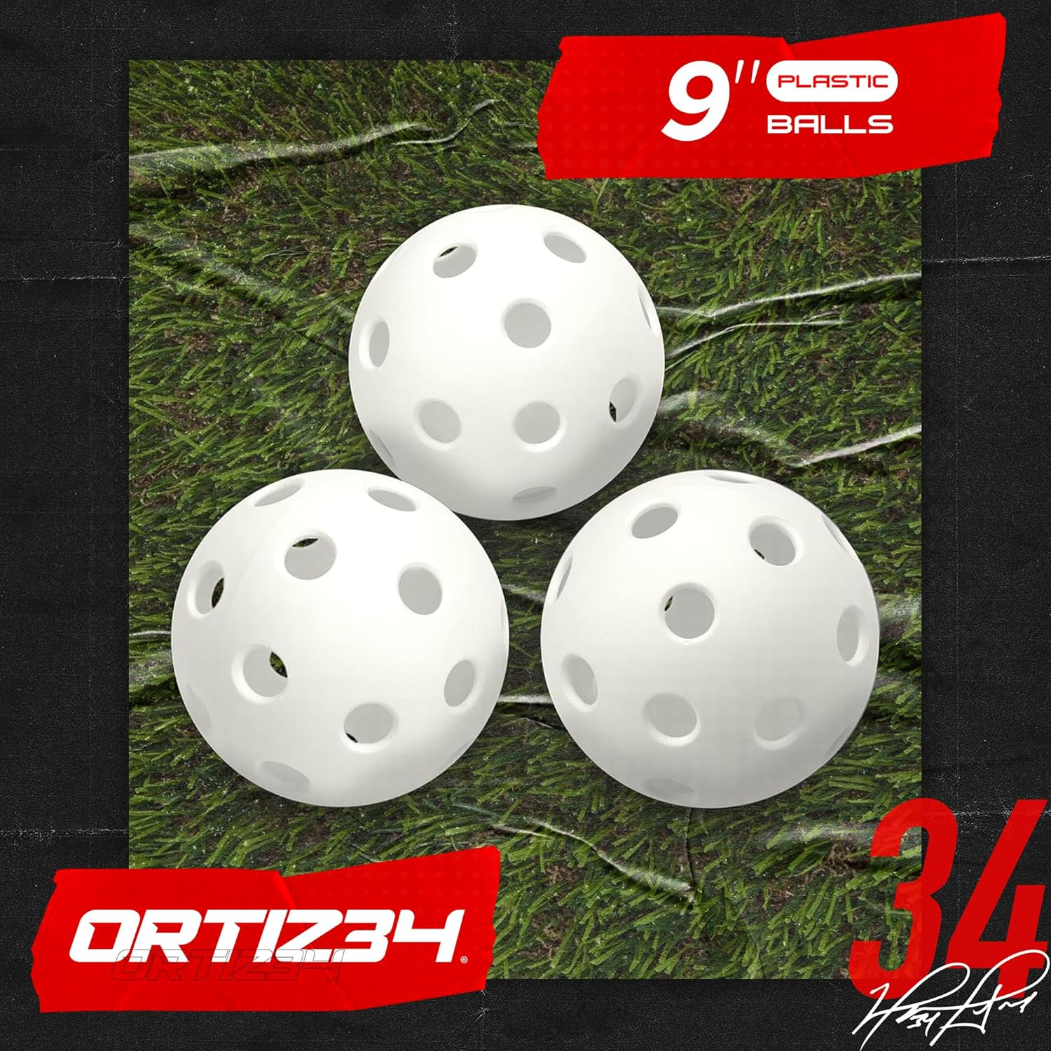 Ortiz34 Graffiti Plastic Bat & Ball Homerun Set- David Ortiz Backyard Baseball Set for Youth, Kids, Teenagers, Adults image number 1