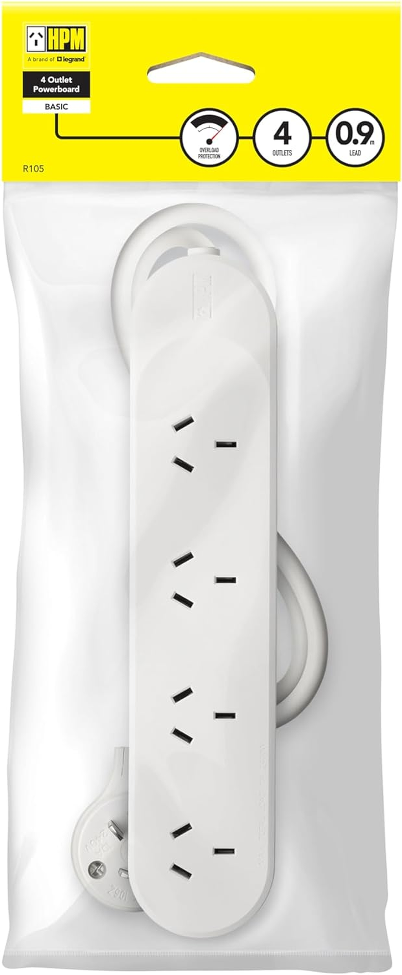 HPM Standard 4 Outlet Powerboard White image number 1