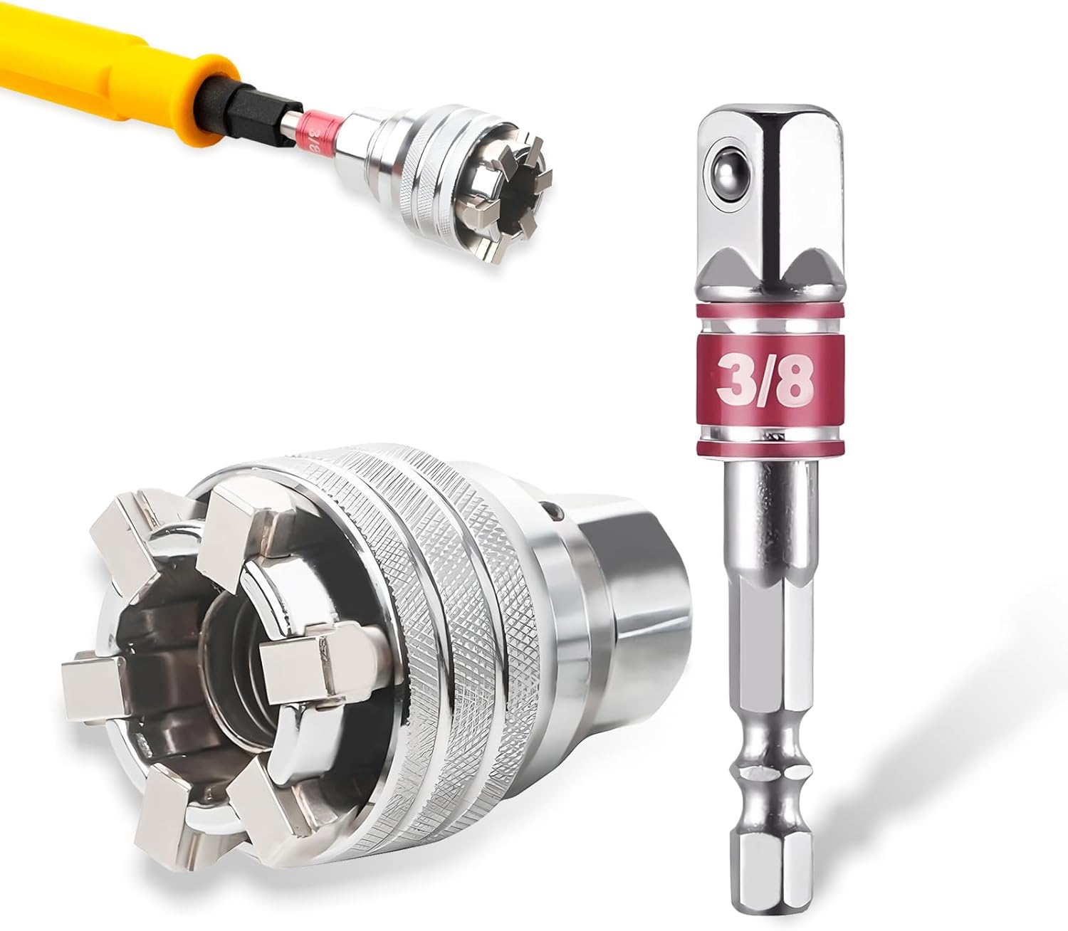 Betinyar Adjustable Universal Socket Wrench, Suitable for 10-19Mm Hex Head Nuts and Bolts Driver Tool for 3/8" Power Drill and Ratchet Wrenches image number 5