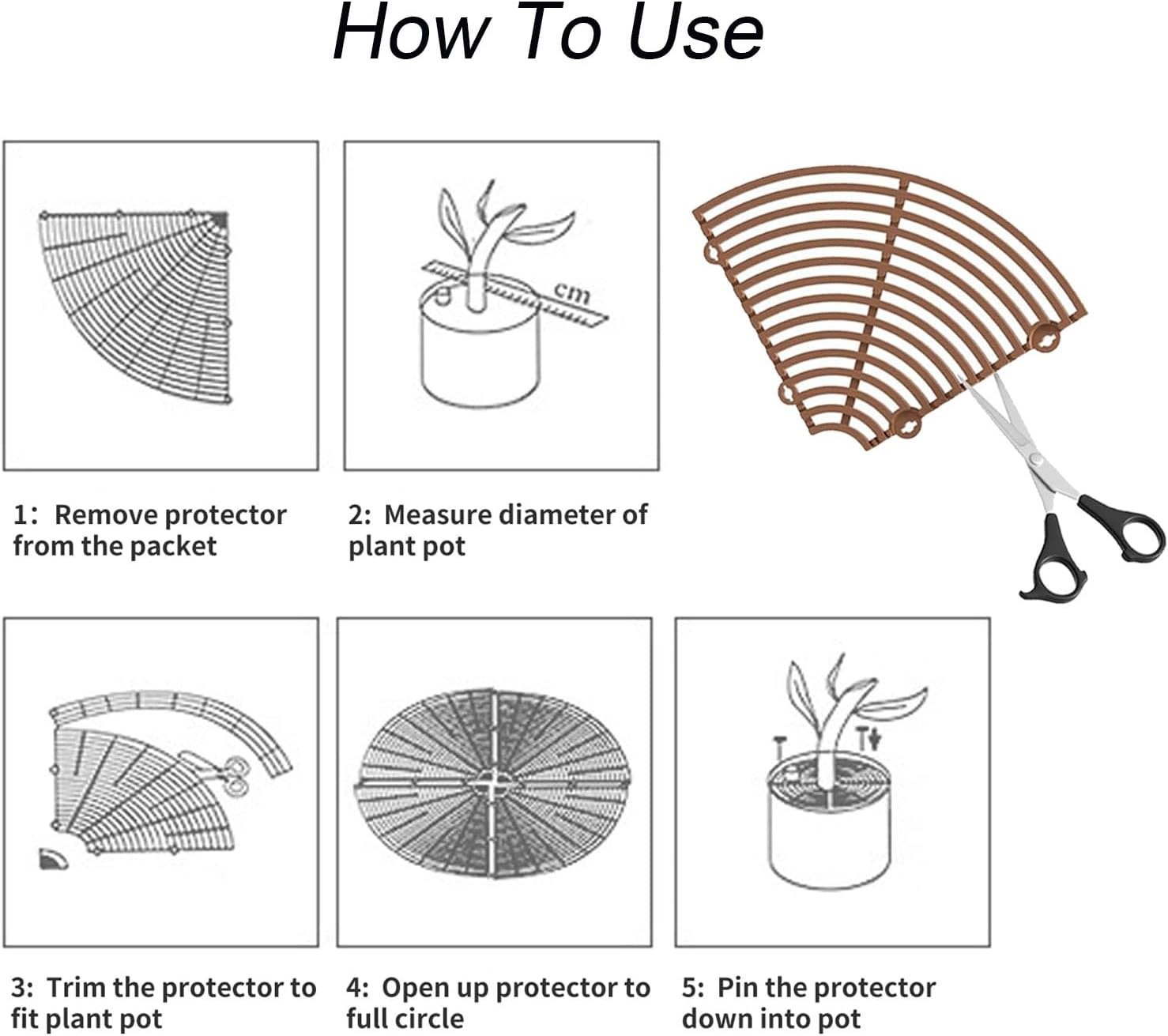 JIAYUYUARPY 2Pack Plant Pot Grid, Flower Pot Protectors, Cuttable Floor Cover Protectors with Deep Stakes, Dogs, Cats Digging Stopper, Plant Grid Pot Cover(Brown) image number 2