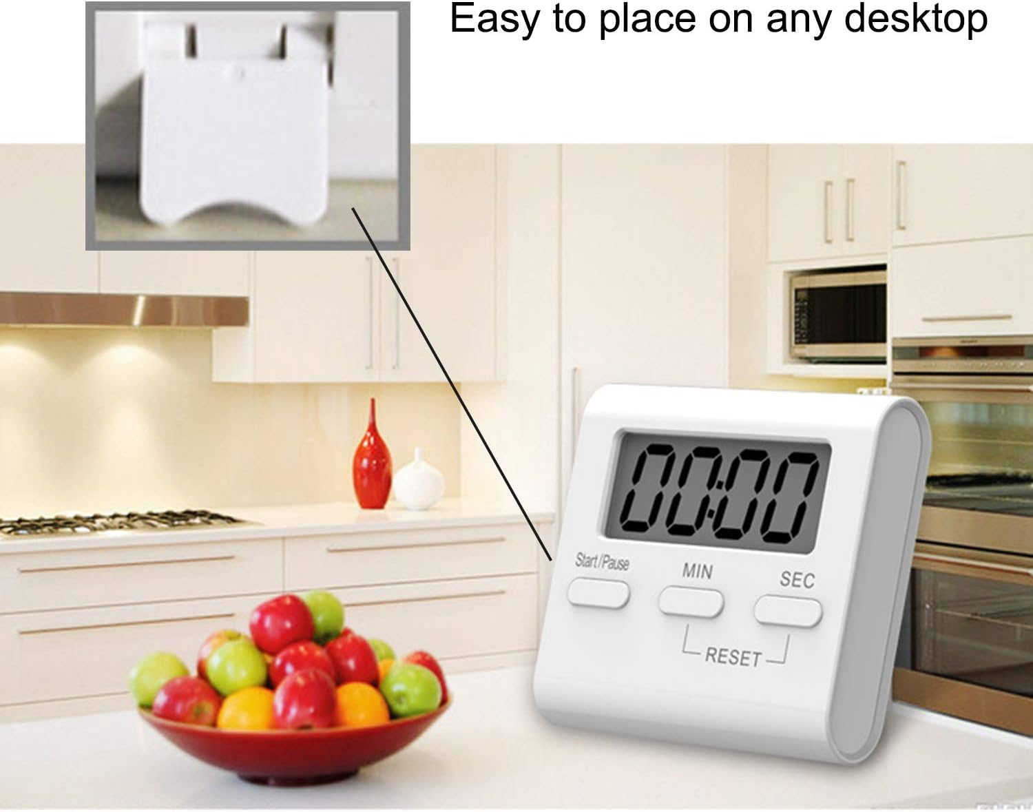 INRIGOROUS Kitchen Timer, Digital Kitchen Timer Magnetic Countdown Stopwatch Timer with Loud Alarm, Big Digit, Back Stand, Hanging Hole for Cooking, Shower, Bathroom, Kids, Classroom image number 6