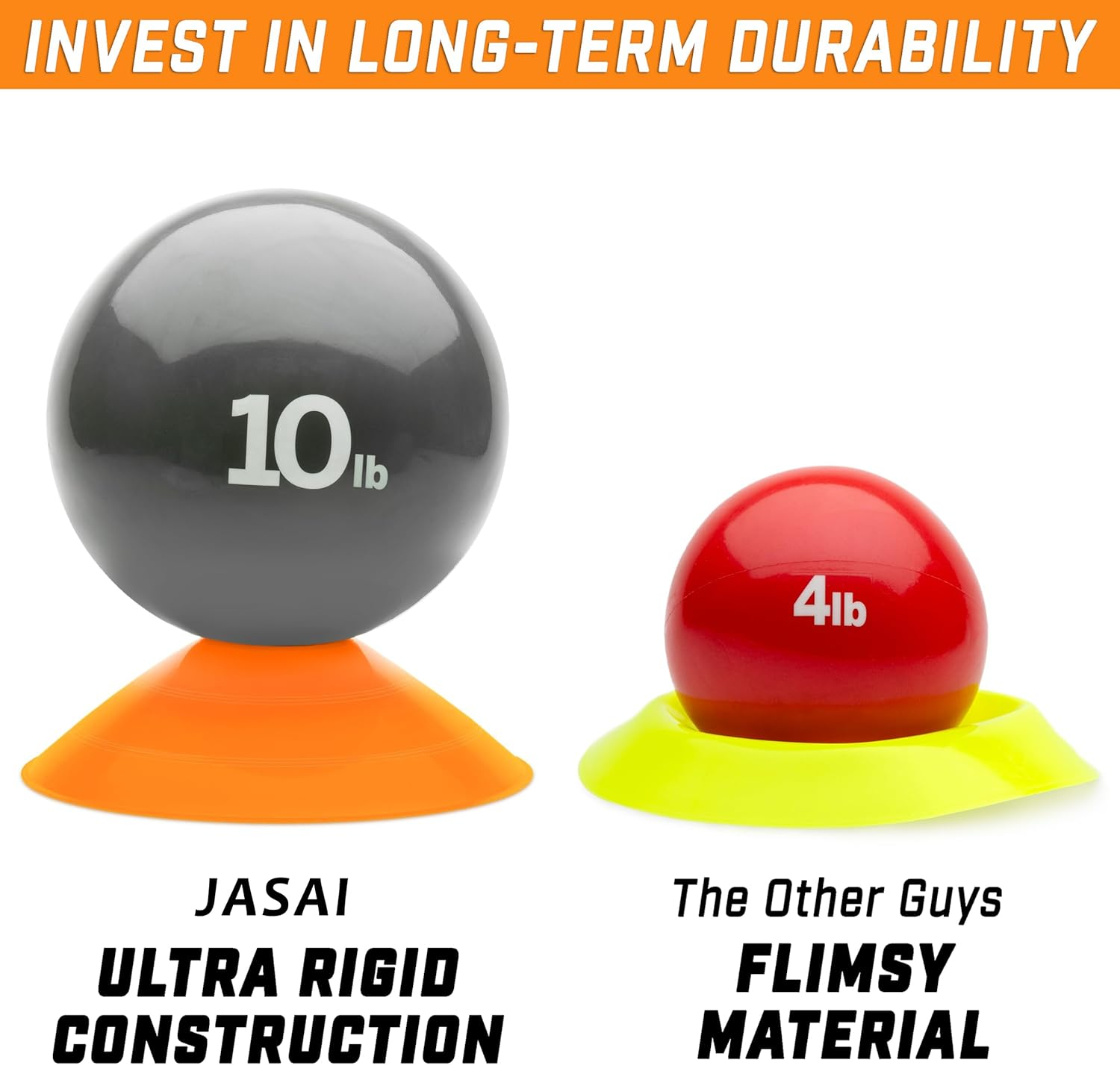 JASAI Premium Sports Cones for Agility Training and Drills - 20 Pack with Tote, Soccer Cones for Sports Training, Football, Basketball, Coaching, Practice Equipment - Orange image number 4