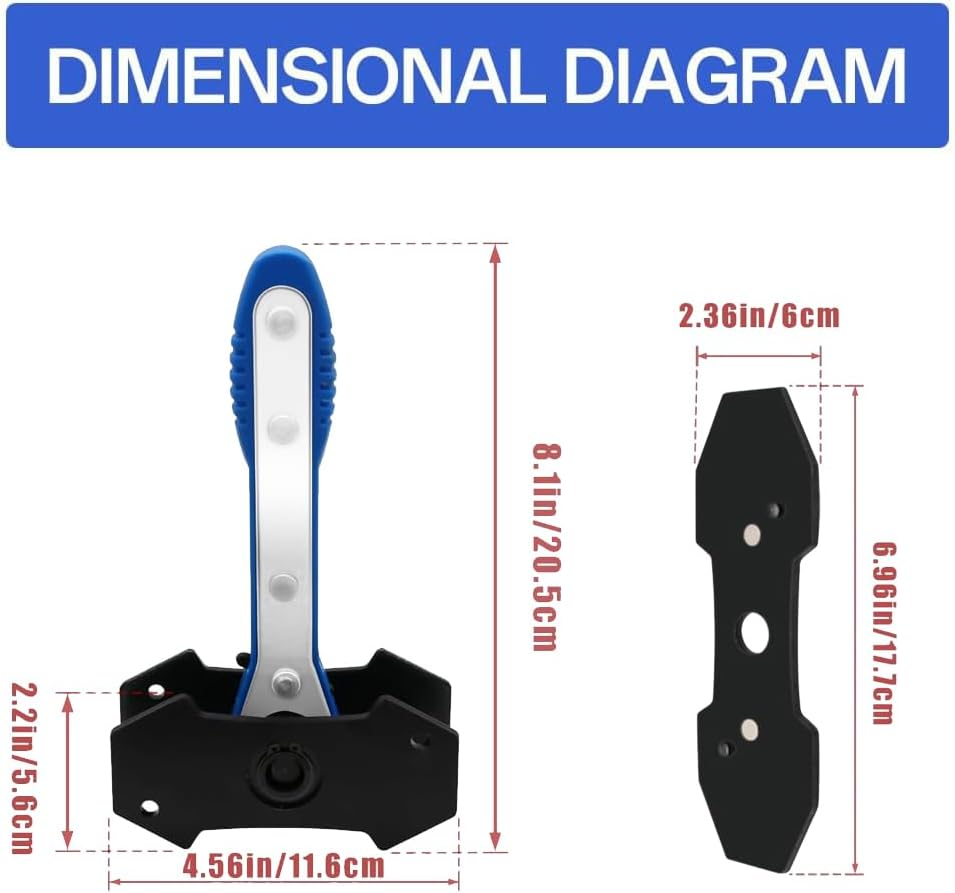 Brake Caliper Compression Tool with 360 Degree Swing Ratchet, Brake Caliper Press Ratchet with 2 PCS Steel Plates, Piston Spreader Automotive Tools (Blue) image number 3