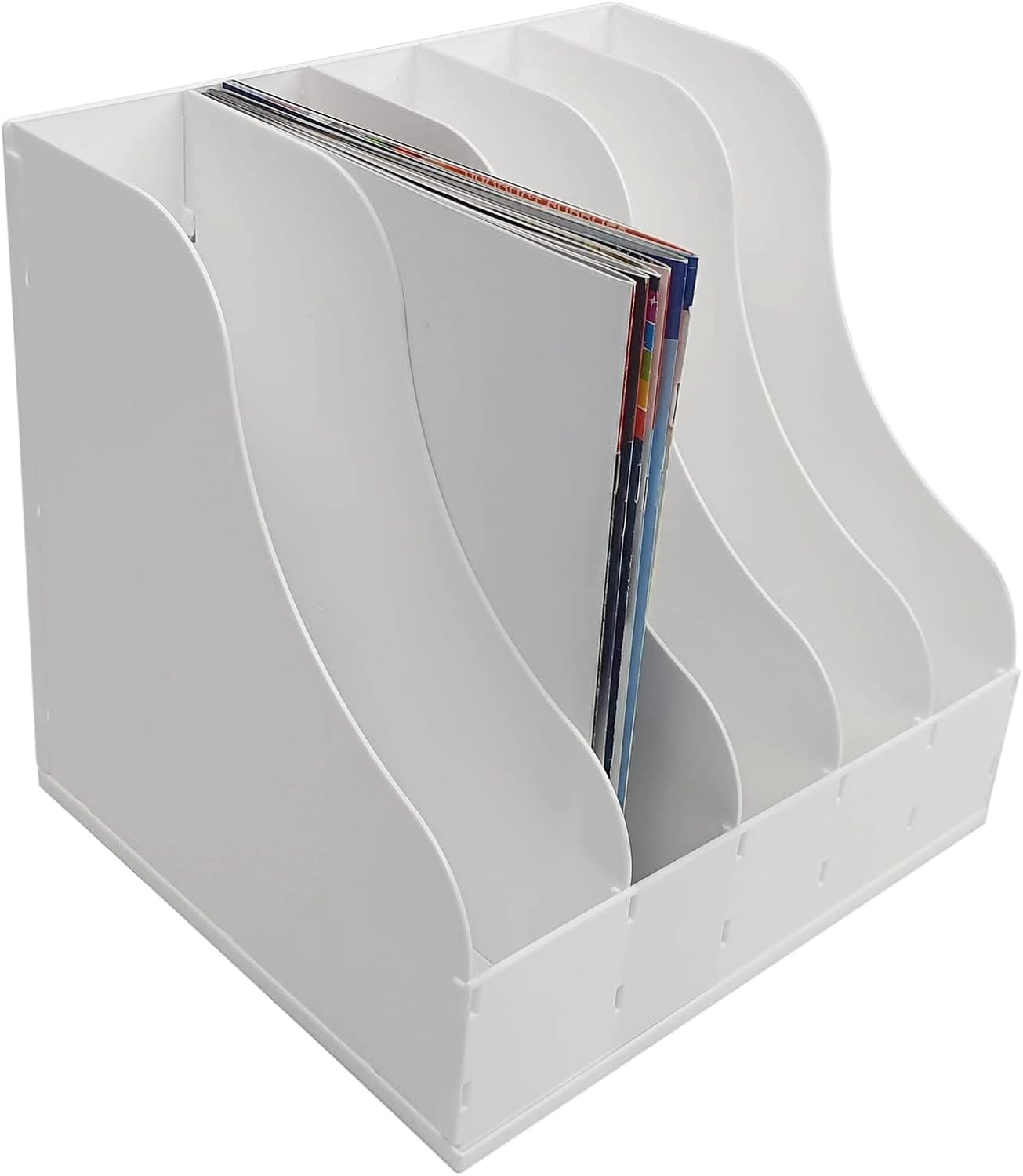 Arnos 5 Section Book and Magazine Storage Rack, White