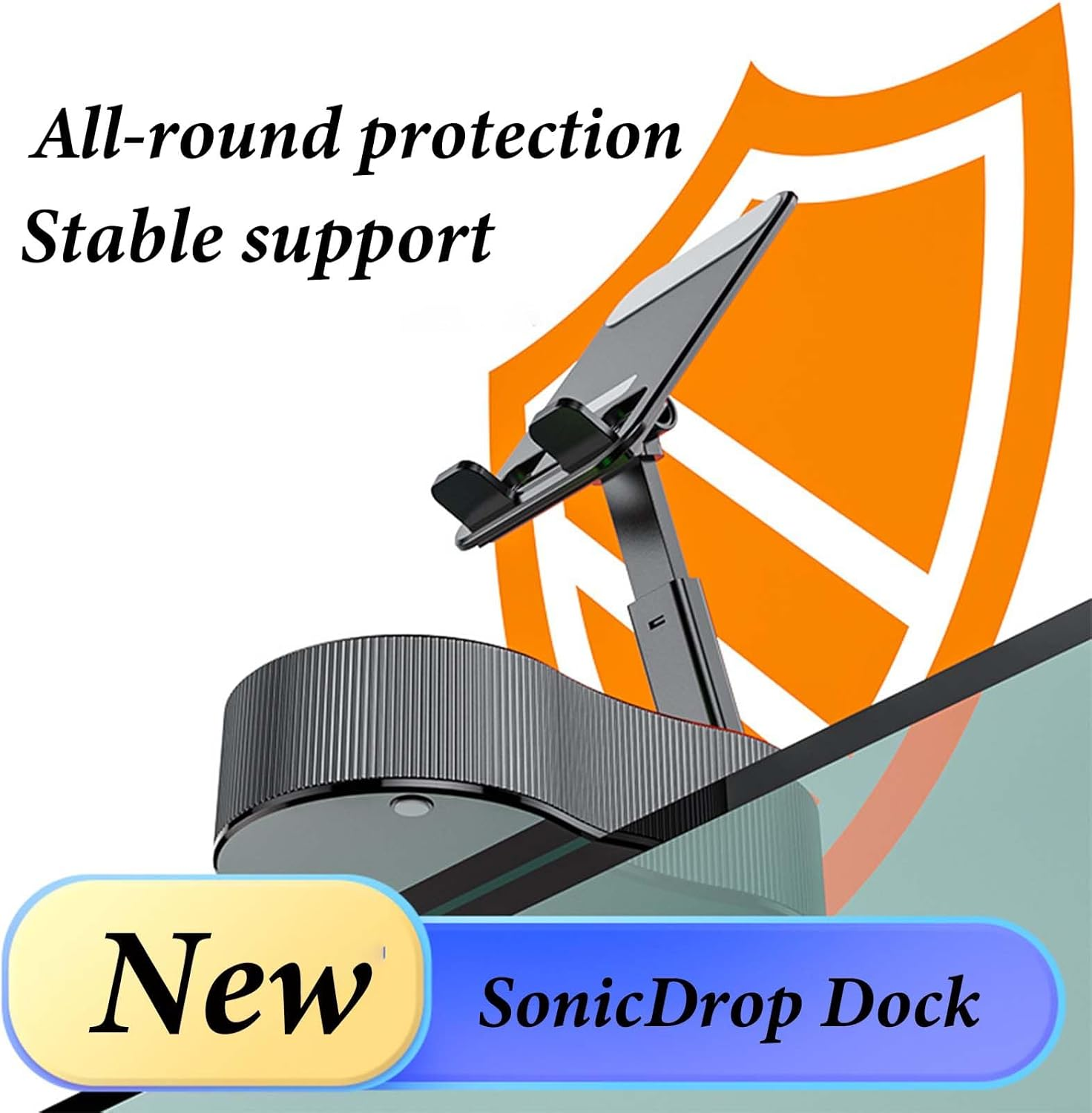 Sonicdrop Dock &ndash; No-Pair Magic Speaker & Charging Stand, Sonicdrop Dock Holder Foldable Cellphone Stand,Wireless Induction Audio Bluetooth Speaker, Drop-To-Play Sound,360 Degree Rotation (Black A) image number 4