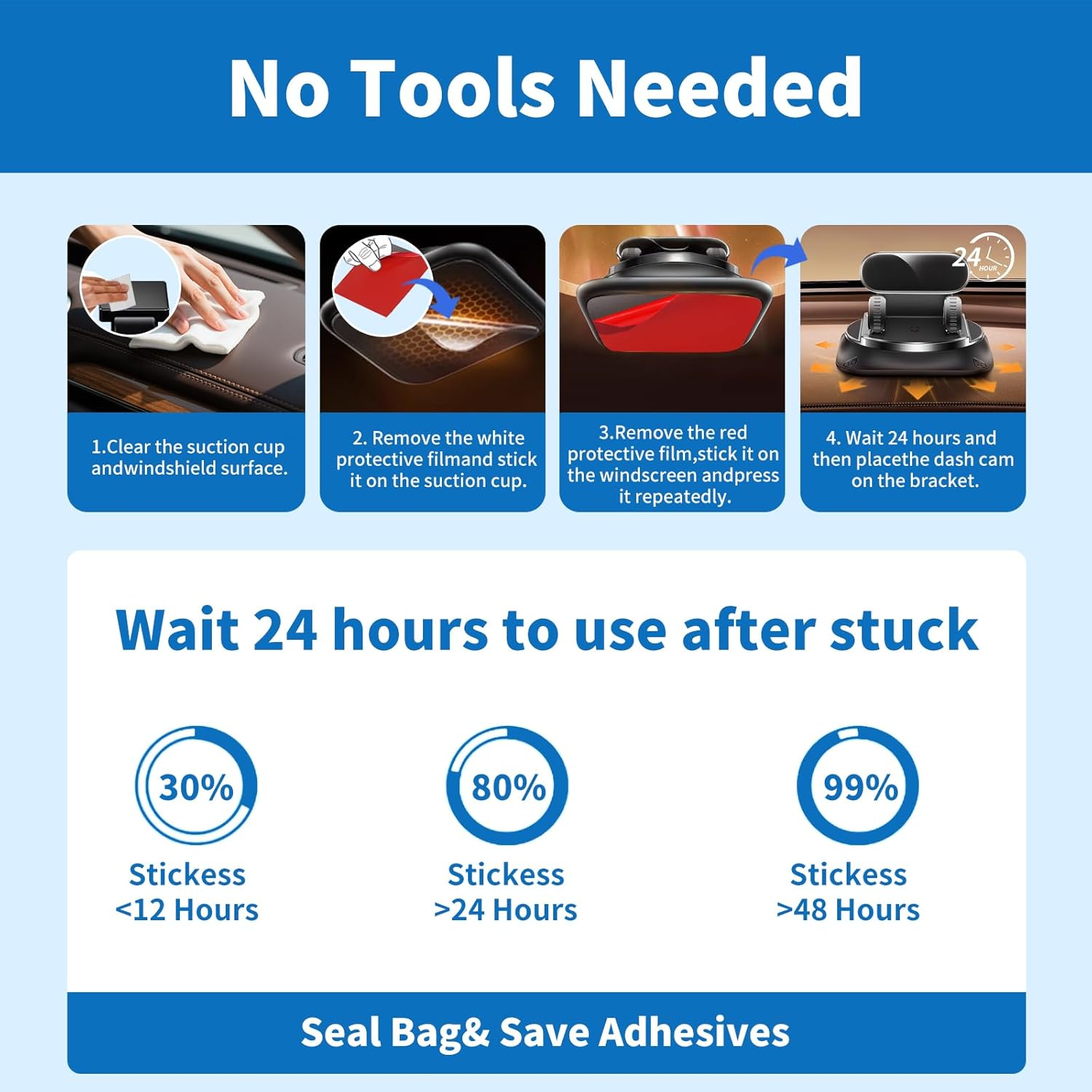 10 Pcs Heavy Duty Dash Cam Mounting Tape - Ultra Heat Resistant Double-Sided Adhesive Pads for Windshield, Dashboard, GPS & Camera Holders | 60% Stronger than Foam Tapes, Weatherproof & Customizable image number 3