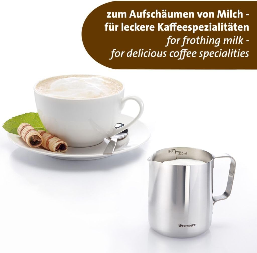 Westmark Brasilia Milk Jug 220 Ml - Ideal for Coffee Cream, Milk, Honey and Other Coffee and Tea Additives, Barista Accessories - Stainless Steel image number 6