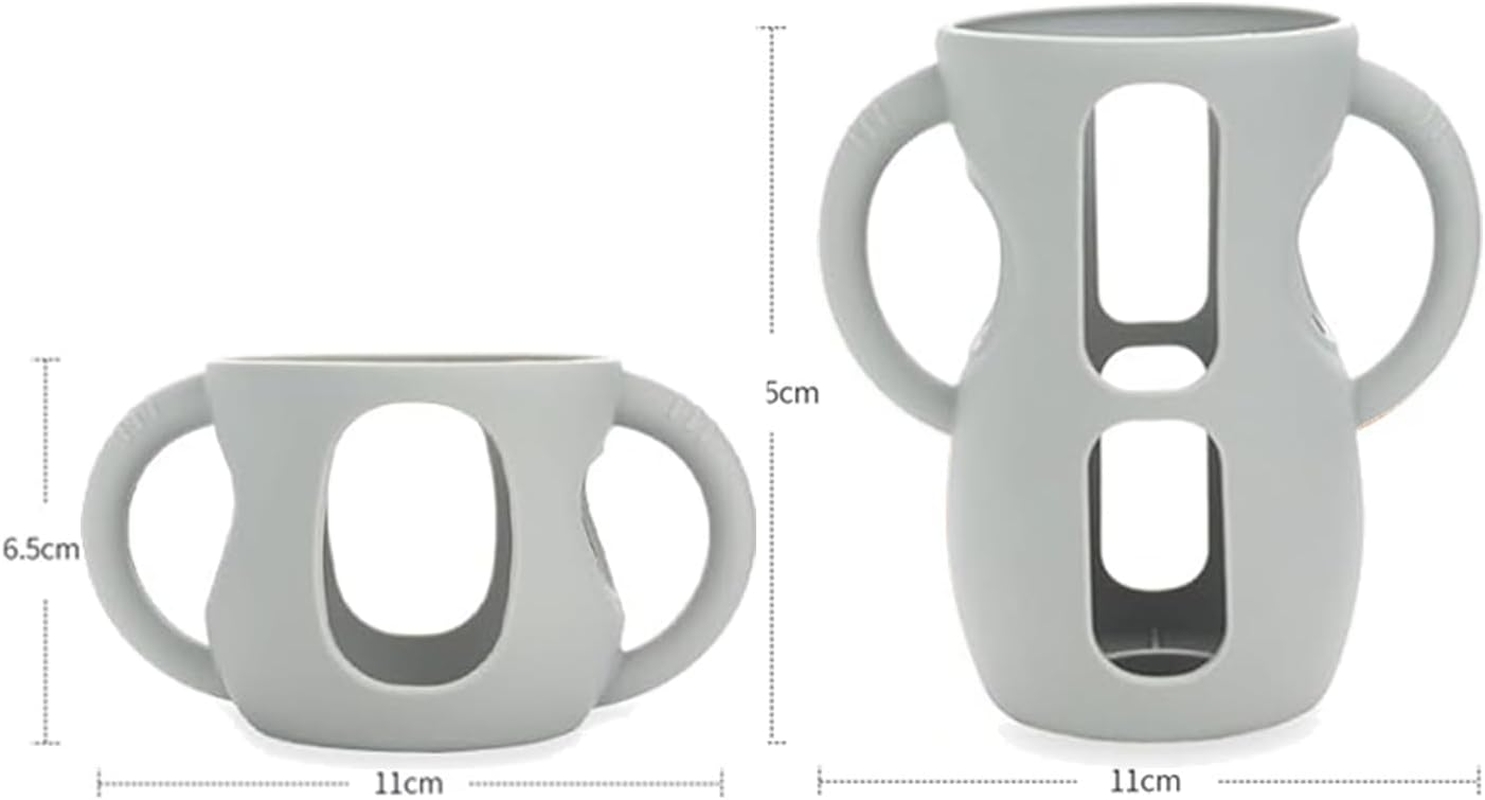 3-Pack Avent Glass Bottle Silicone Sleeve with Handles, Bpa-Free Drop-Resistant Baby Bottle Sleeves, Compatible with Philips Avent Natural Glass Baby Bottles (Bright Blue+Grey+Blue, 240Ml) image number 3