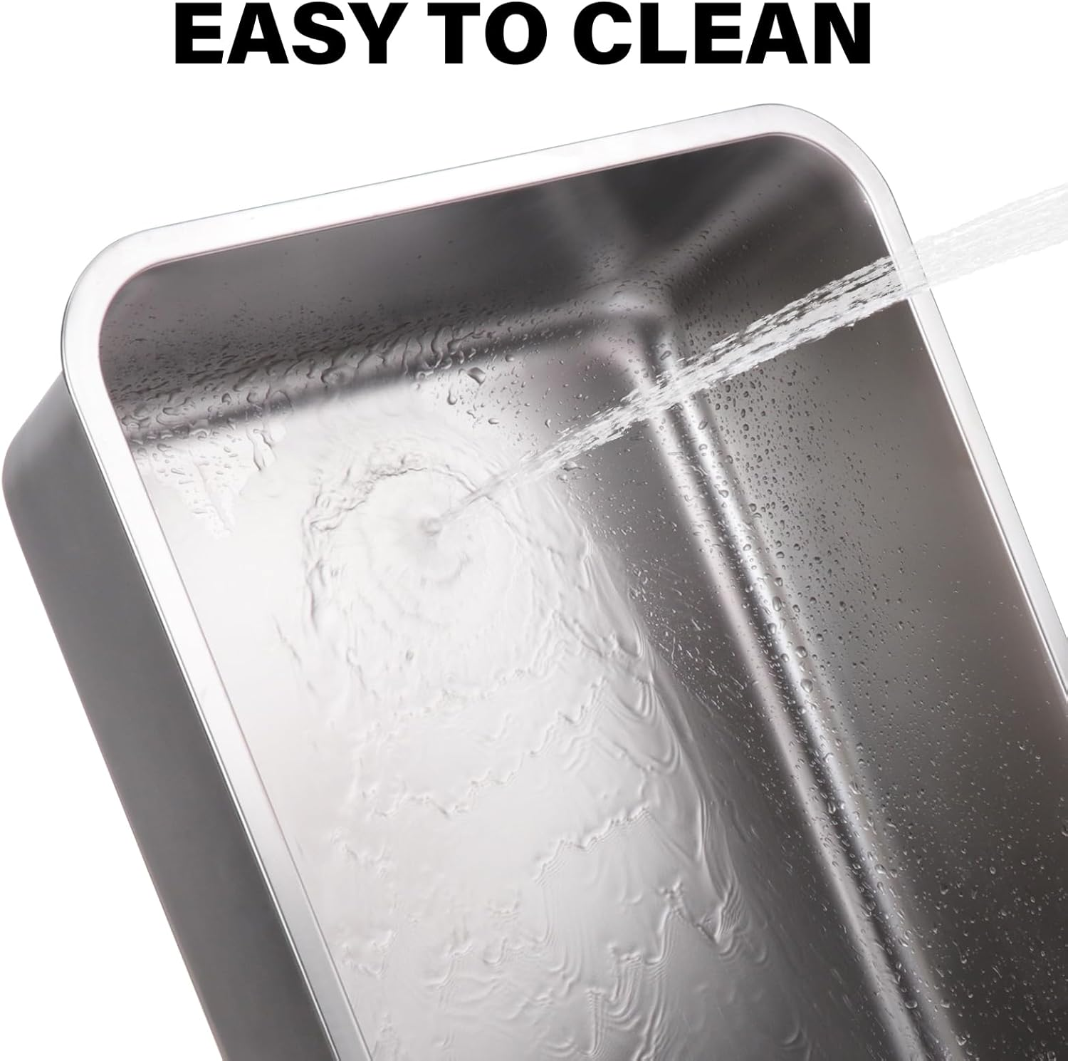 Nyutu Stainless Steel Litter Box - Metal High Sided Cat Litter Box Pan，Odor-Proof,No Stick Easy Clean-No Smell，Large for Cat Litterbox Tray Toilet Pet Supplies for Indoor Kitty, Kitten, Rabbit, Puppy image number 3