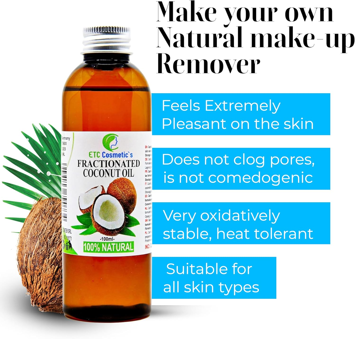 Fractionated Coconut Oil (Natural Fractionated Coconut Oil) - 100Ml - Pure, 100% Natural image number 1