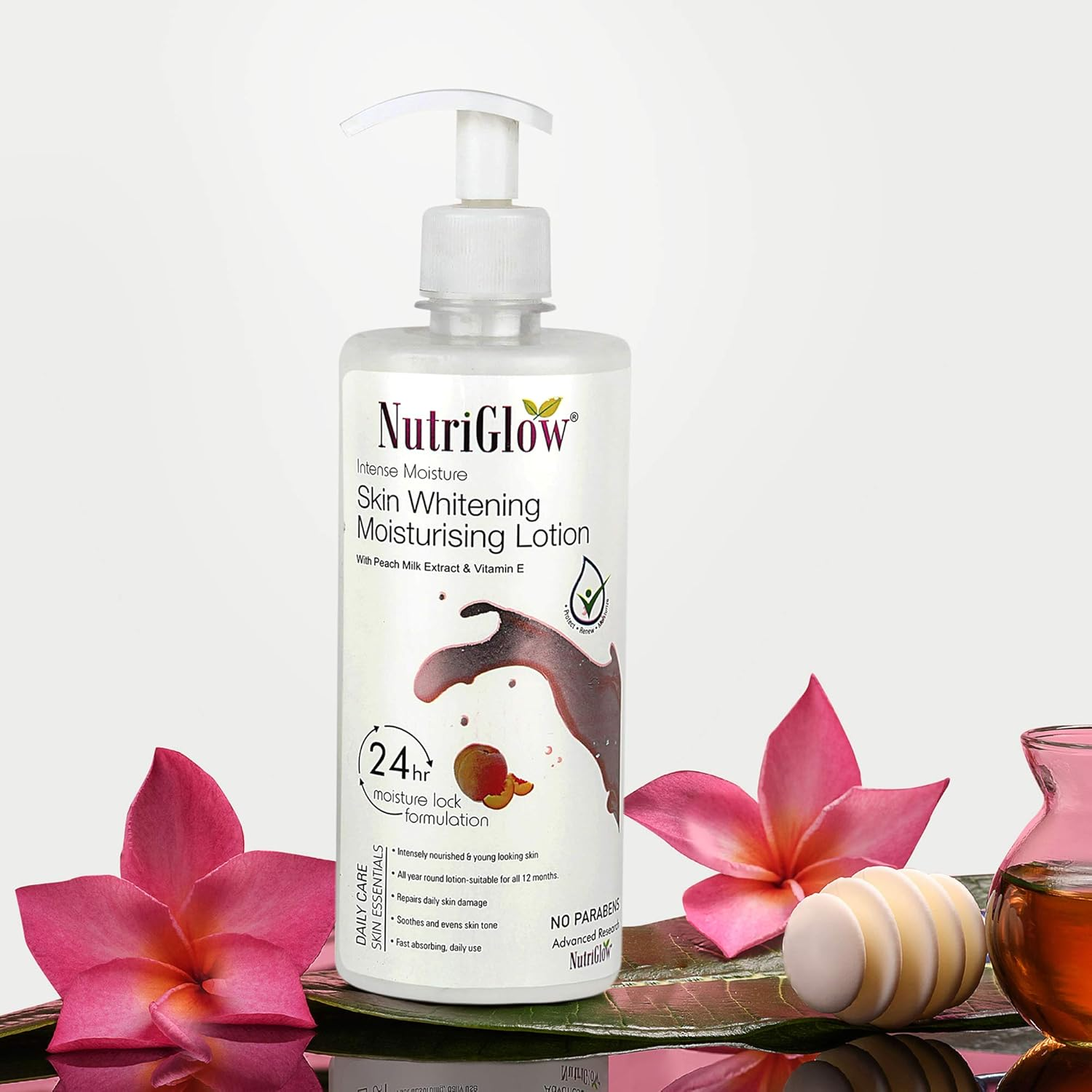 Nutriglow Intense Moisture Body Lotion with Peach Milk Extract & Vitamin E for Deep Hydration, Dry Itchy Skin, Parched Skin, All Skin Types, 500Ml image number 2