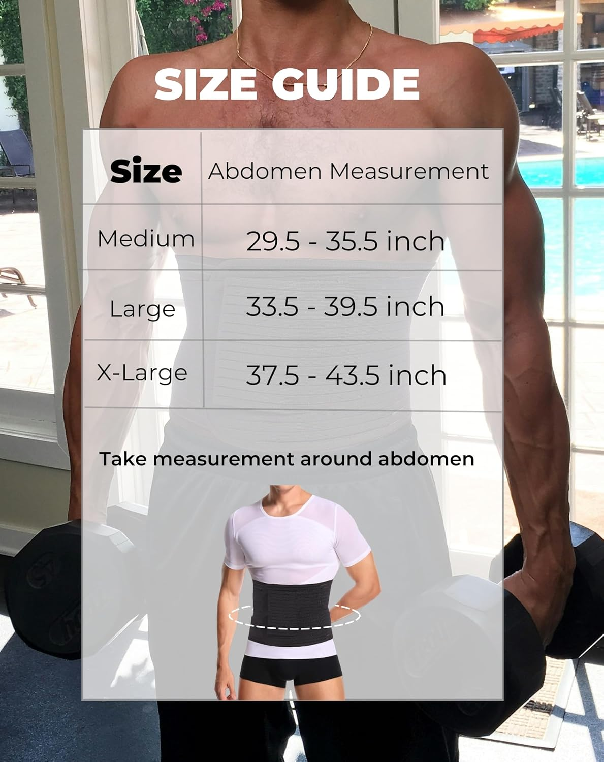 Reian Men'S Abdominal Binder for Post Surgery,Compression Wrap Abdomen Waist Support Belt for Hernia Tummy Tuck