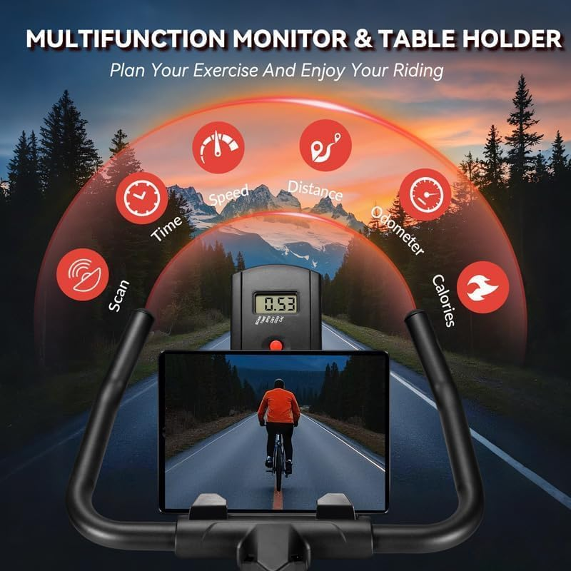 Hxgemu Magnetic Exercise Bike with APP, Stationary Bikes for Home, Ultra-Quiet Indoor Spin Bike with Heart Rate Monitoring & Smart Fitness App & Digital Display & 350 Lbs Capacity image number 4