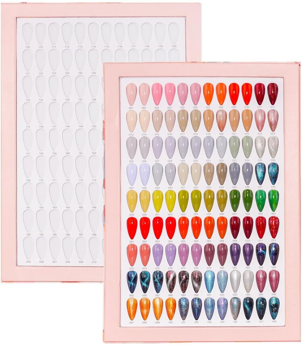 Acycoin2A 216 Nail Color Book with 240 Nail Tips and Nail Polish Gel Color Number Lable (B) image number 5
