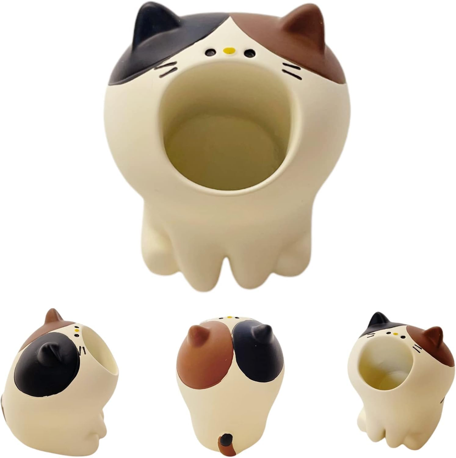 Cute Small Pen Pencil Holder, Kawaii Resin Cat Dog Dinosaur Rabbit Animal Paper Clip Toothbrush Mini Storage Organizer Office Desk Decorations image number 5