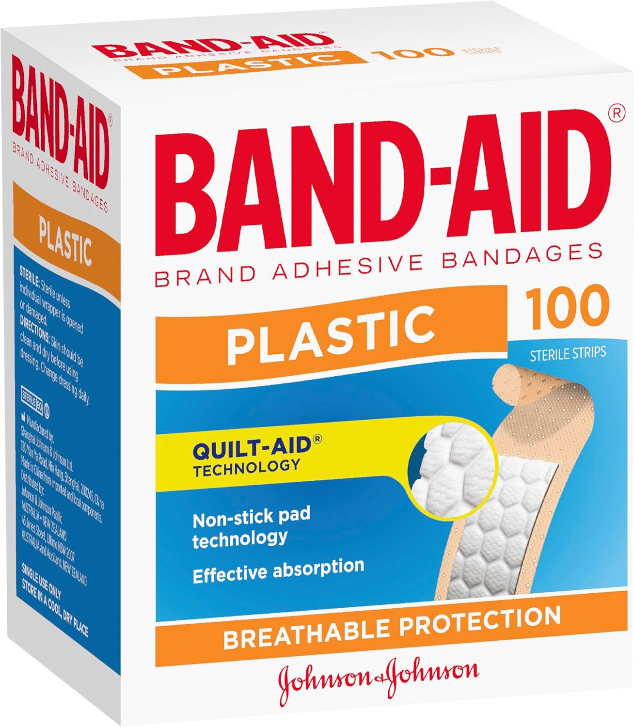 Band-Aid Plastic Strips 200 Pack| Non-Stick Pad Technology| Breathable| Seals Sides