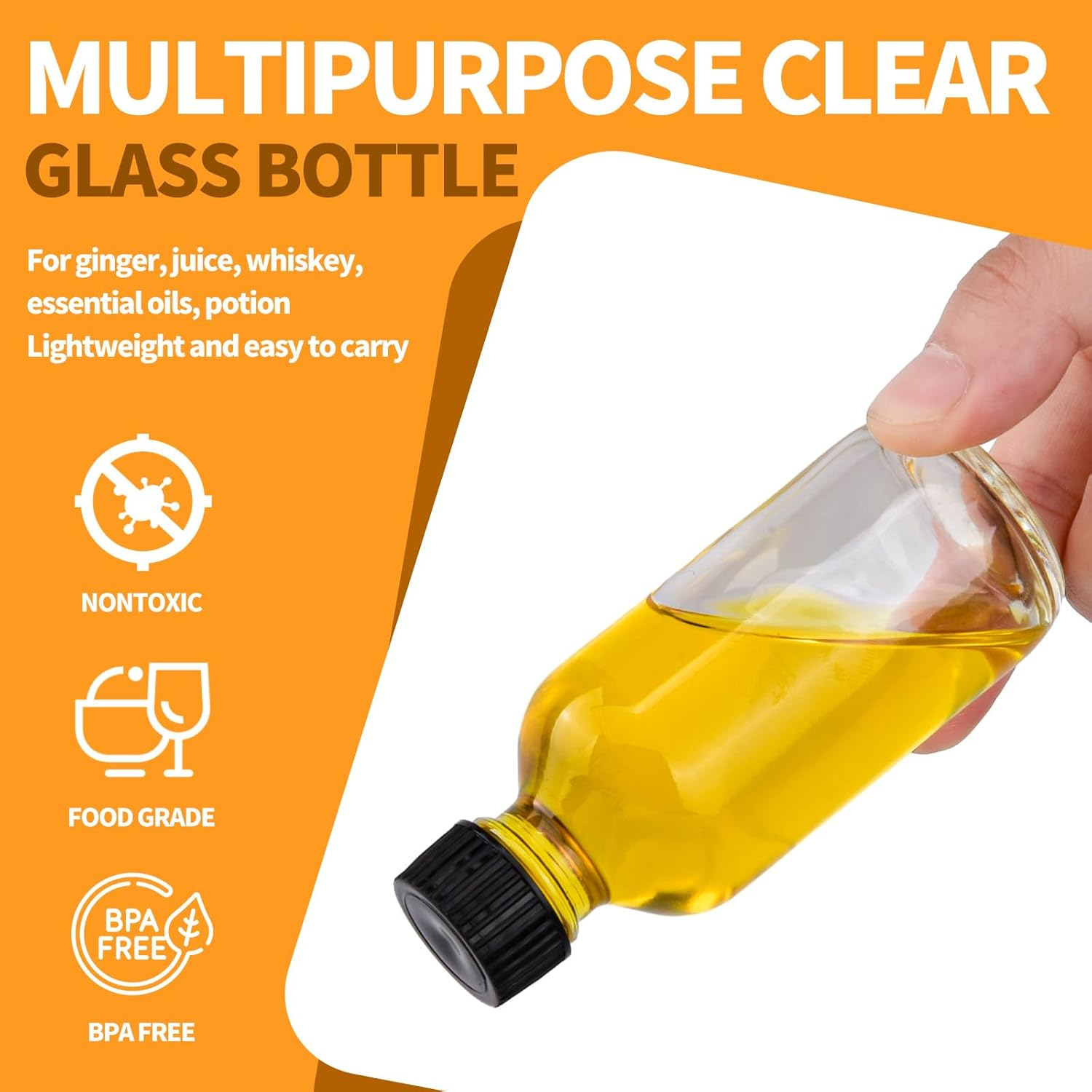 12 Pack 2Oz Small Clear Glass Bottles with Caps, 60Ml Glass Juice Bottles, Wellness Shot Bottles with Funnels, Stickers and Brush, Mini Liquor Bottles for Juice, Water, Ginger, Whiskey, Potion, Sample