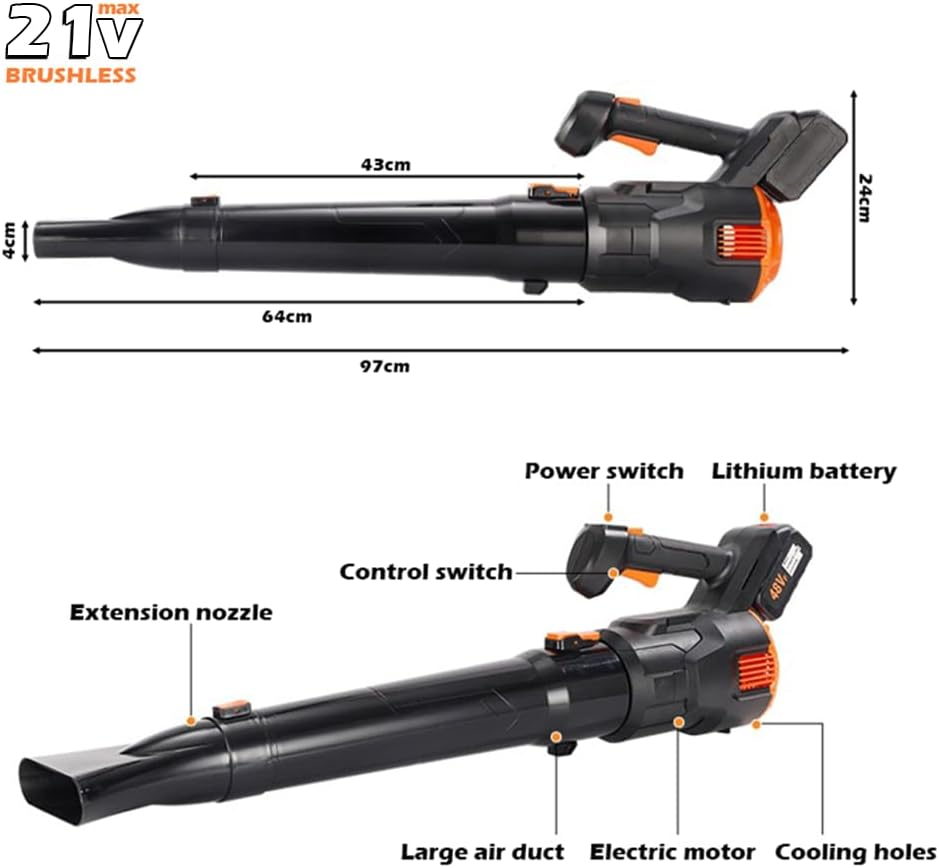 21V Electric Cordless Leaf Blower 200Km/H 2.0Ah Batteries and Charger - Lightweight Solution for Patio Cleaning, Lawn Care, and Leaf Blowing image number 3