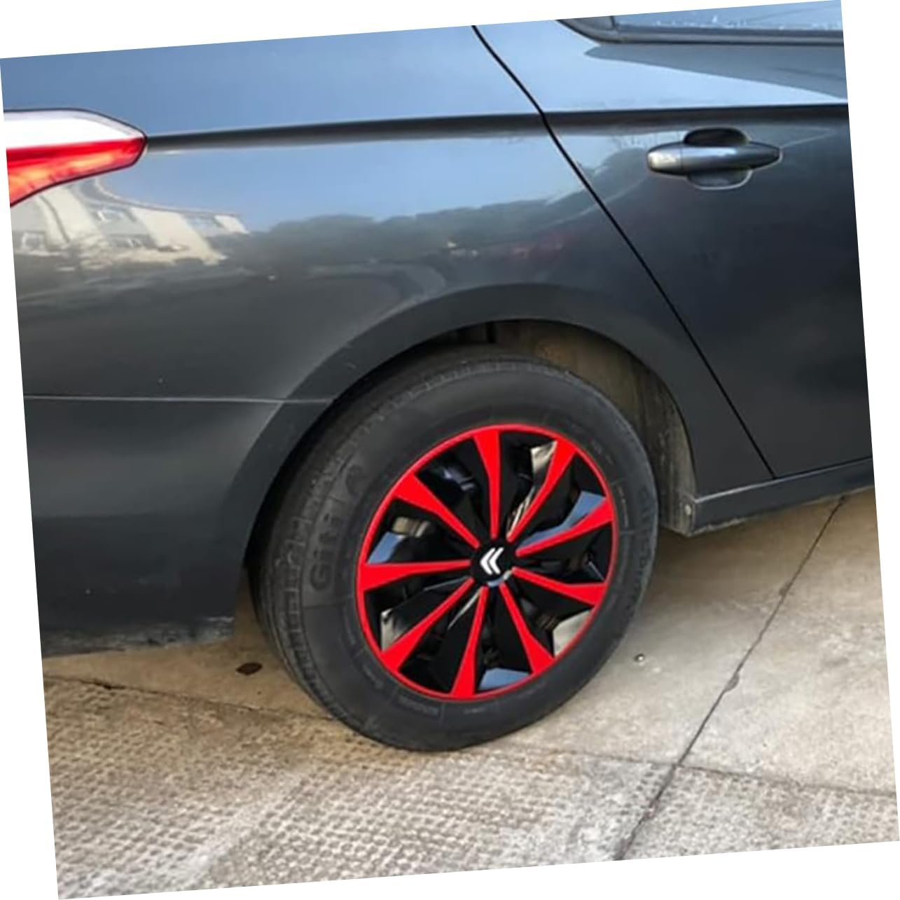 JECOMPRIS Car Wheel Tire Hubcap Hub Cover Replacement Red Black Decorative Hubcaps Pp Material Fit Easy Installation image number 1