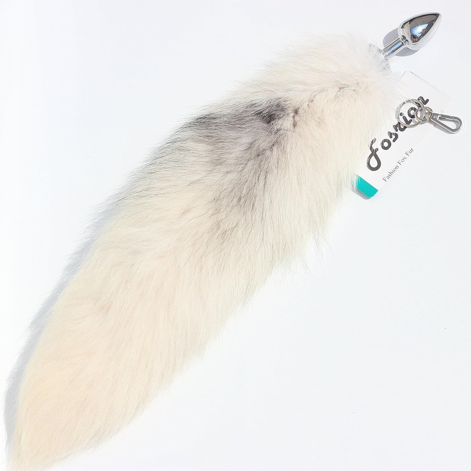 Fosrion Huge Fluffy White Gray Fox Tail Fur Cosplay Toy Alop image number 3