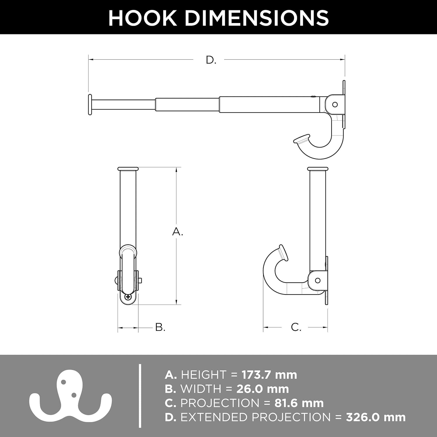 Franklin Brass Matte Black Oval Extend-A-Hook, B45618M-FB-R image number 5