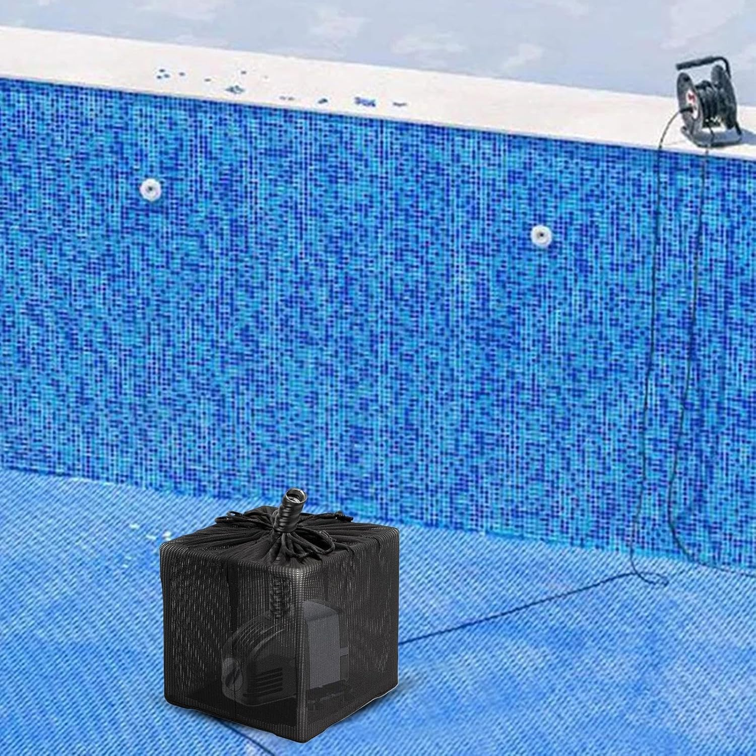 Pump Barrier Bag - Anti-Clogging Mesh Filter with Drawstring Cover, Water Pump Protection | Filter Bag for Aquariums and Fountains for Aquariums, Ponds, Gardens, Patios, Este Use image number 4