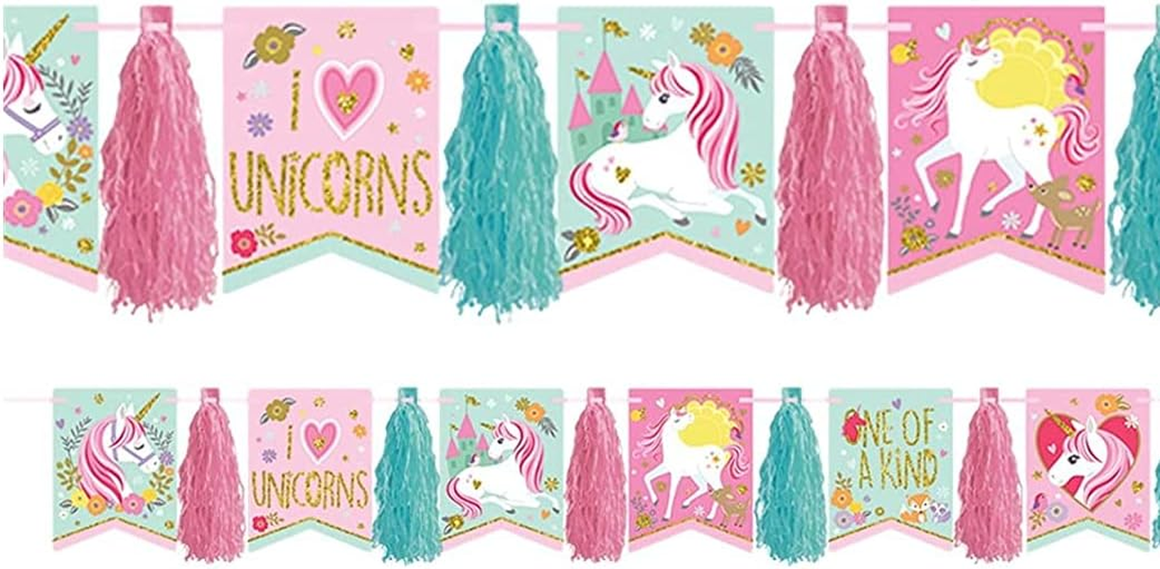 Magical Unicorn Glitter Pennant Tassel Garland image number 2