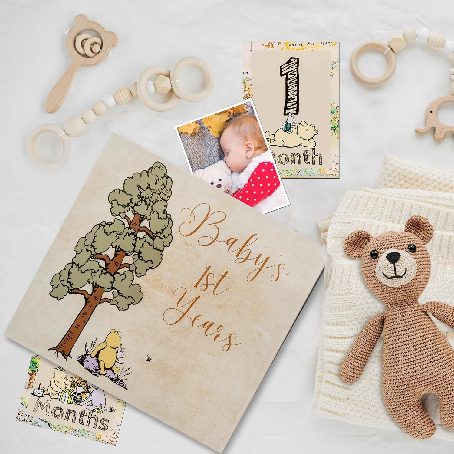 Baby Book Keepsake | Memory Book (9.5"X8.5") | Hardcover Album with Enclosed Spiral Binding | Photo Albums with Pooh Graphics & Milestone Cards | Scrapbook Album image number 6