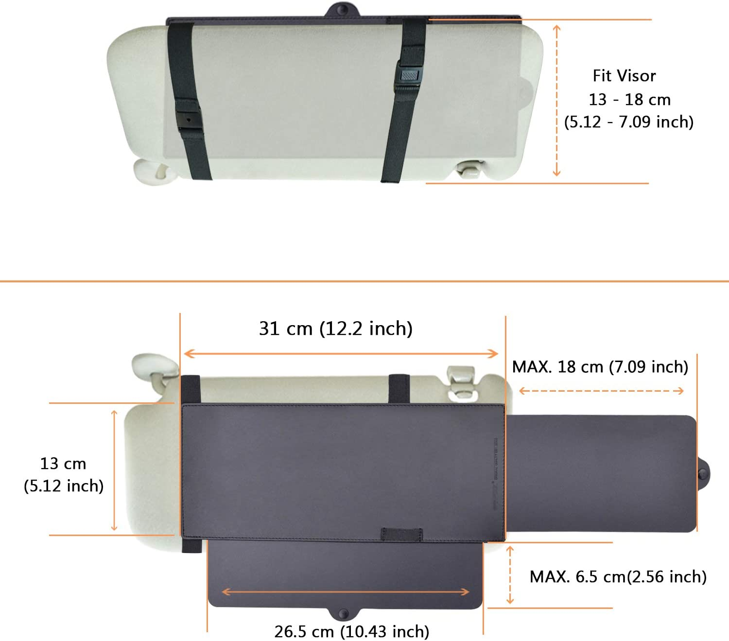 Car Window Sunshade WANPOOL Car Visor Anti-Glare Sunshade Extender for Front Seat Driver or Passenger (Black) image number 2