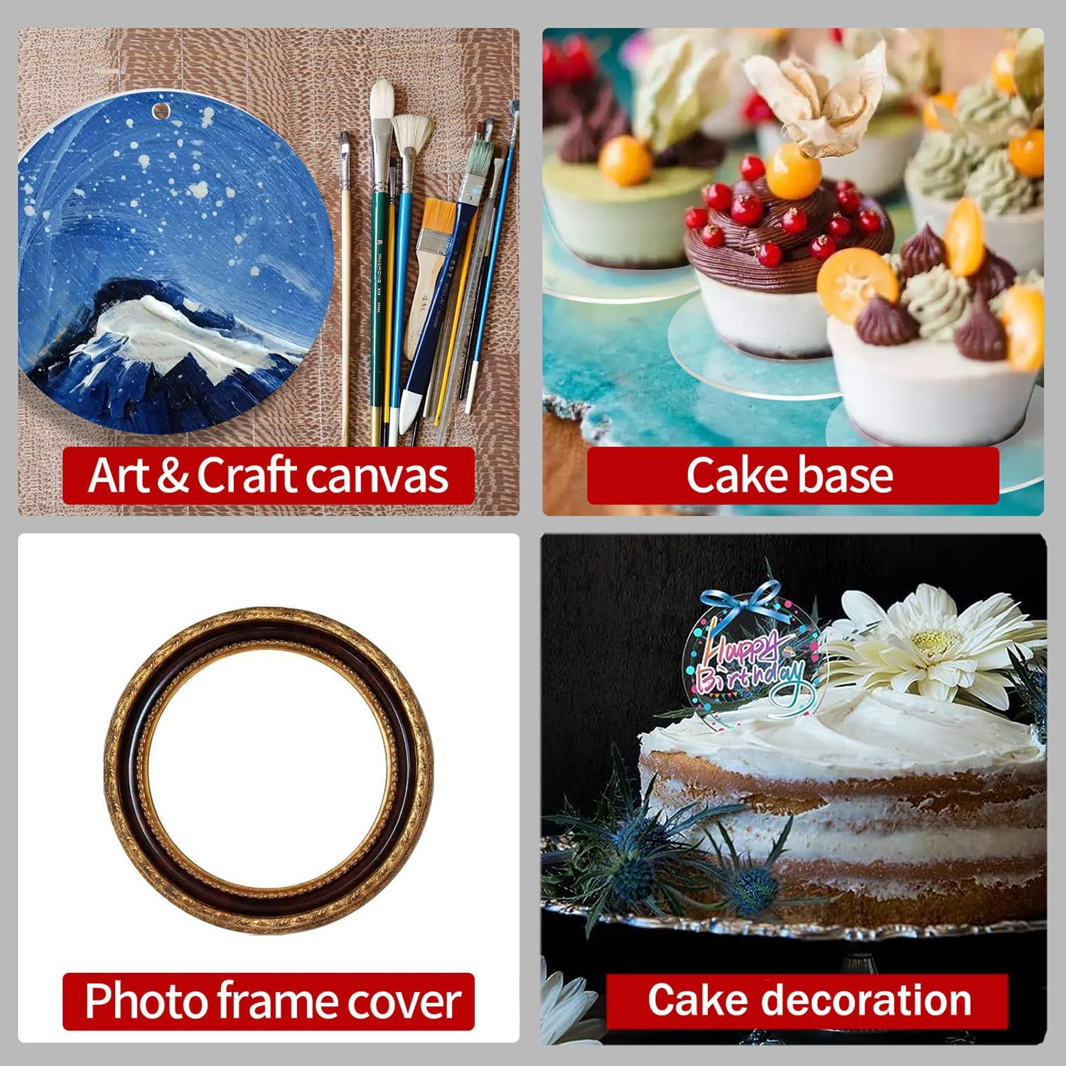 Yqkangzhu 40Pcs 10Cm/4In round Acrylic Sheet, Clear Transparent Disc, Acrylic Blanks for DIY Projects, Crafts, Signage image number 2