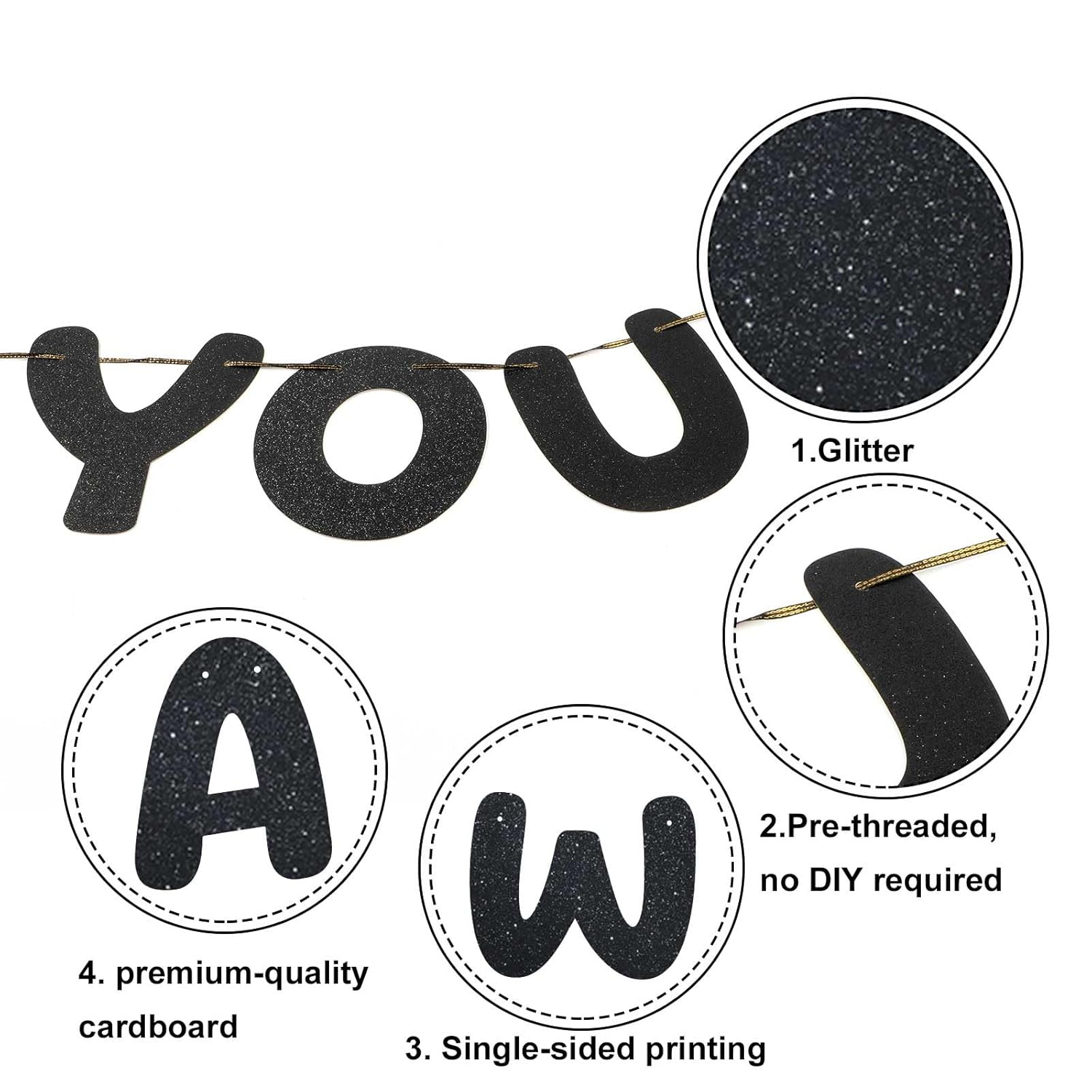 We Were Just Starting to like You Banner, Pre Strung Going Away Party Decorations Glitter Banner Bunting for Farewell Moving New Job Will Miss You Funny Retirement Party Supplies (Black) image number 5