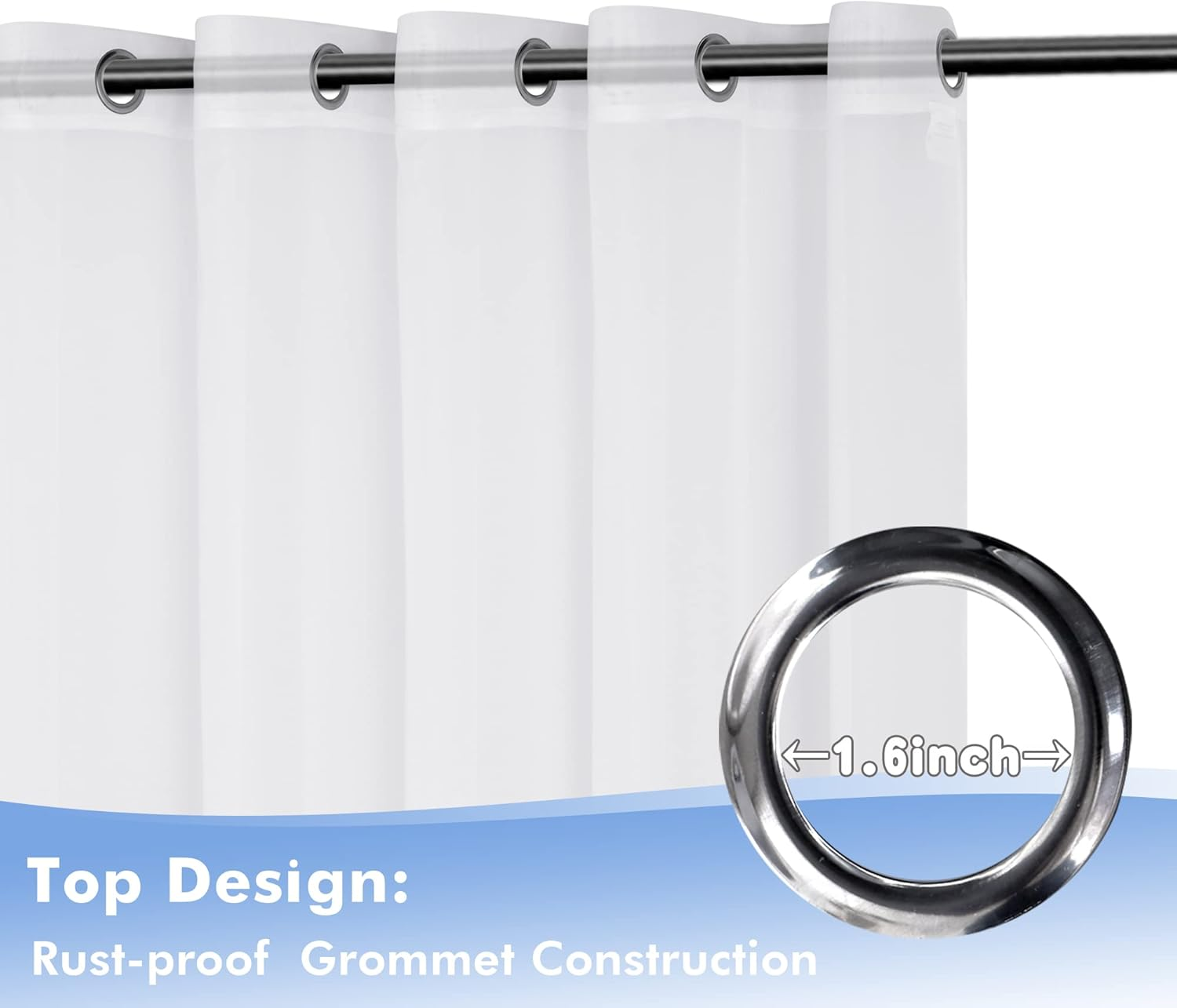 Holidayideas White Outdoor Sheer Curtains for Patio Waterproof, 4 Panels - 100 X 108 Inch - Extra Wide Voile outside Curtains Light Filtering Grommet Drapes for Front Porch, Gazebo, Pergola, Backyard image number 4