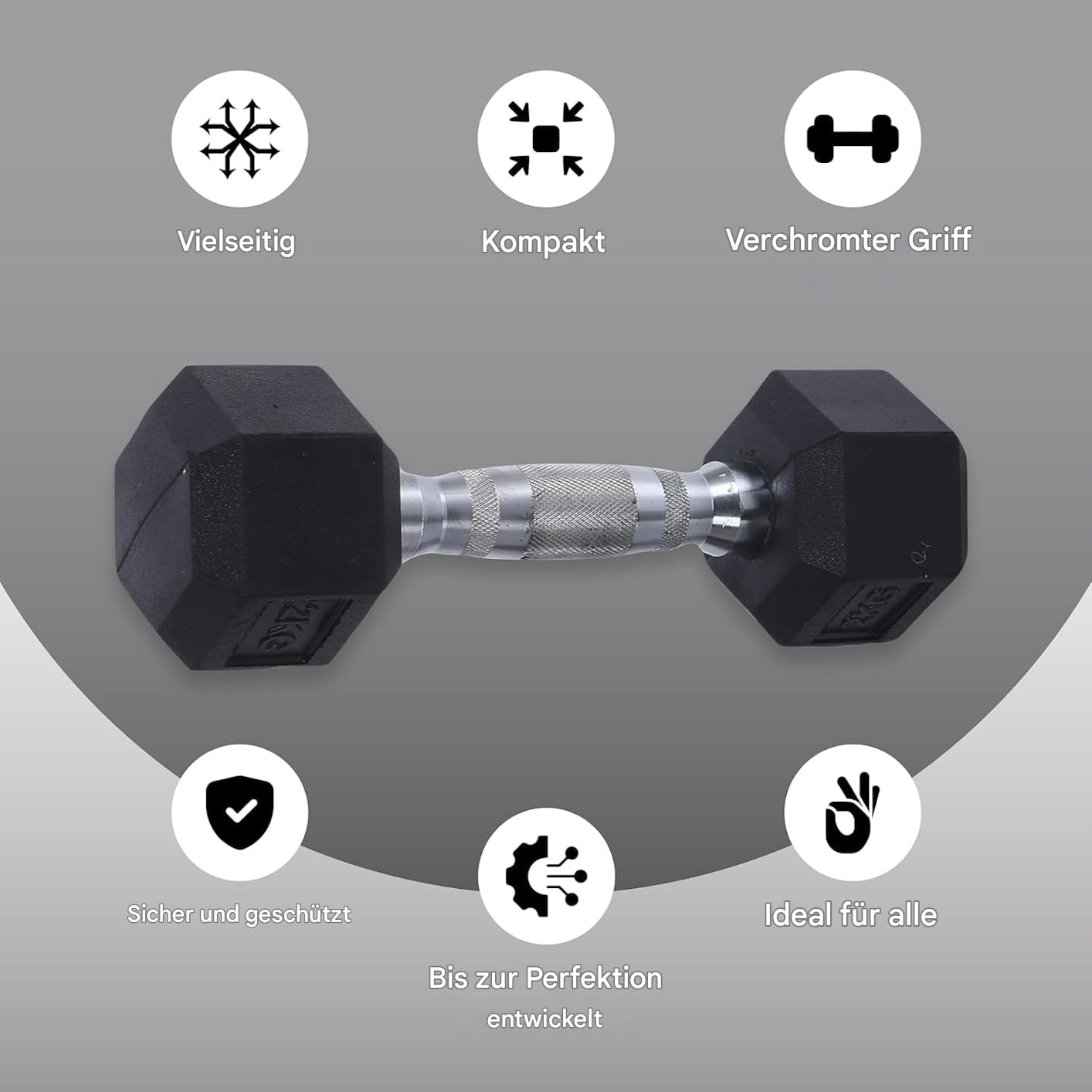 Endless Pair of Hexagon Rubber Coated Dumbbells | Black | Material: Iron and Rubber | Perfect for Bodybuilding, Fitness, Weight Lifting and Training at Home or Gym image number 2