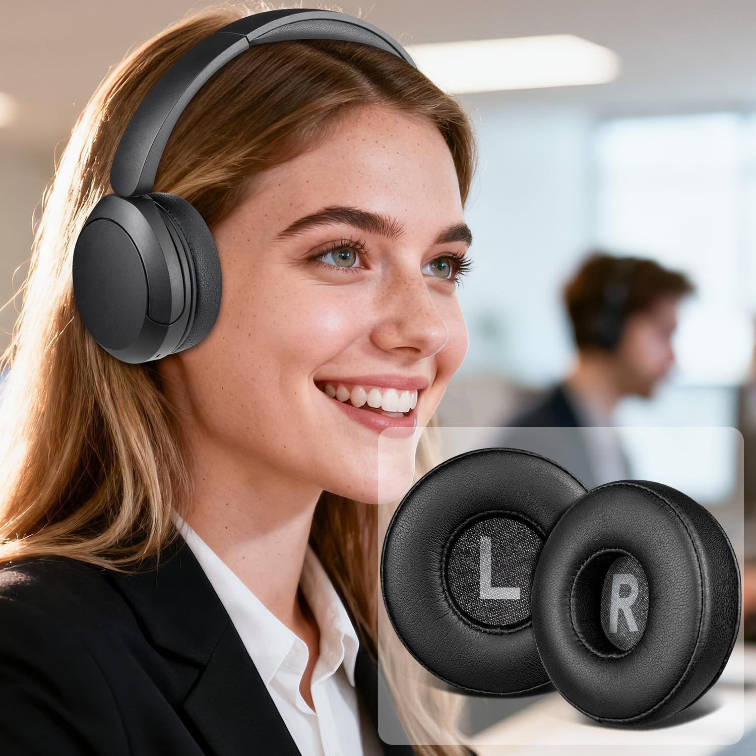 SOULWIT 70Mm Earpads Replacement for Sony WH-CH500/CH510/CH520,MDR-ZX100/ZX110/ZX110NC/ZX220/XB200/ZX300/ZX330BT,MDR-V100/V150/V200/V250/V300/V400, Ear Pads Cushions for DR-BT101/ZX102DPV image number 2