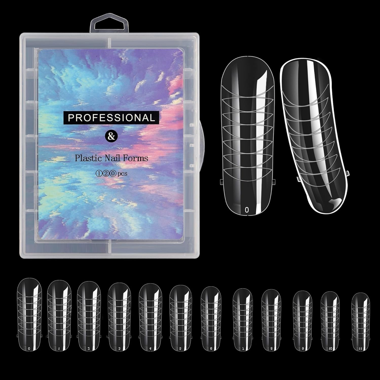 120Pcs Clear Nail Forms for Extension Reusable Full Cover Nail Mold W Scale Variety Sizes Transparent Nail Forms for UV Gel Acrylic Nail Art Salon Home Use 01 image number 1