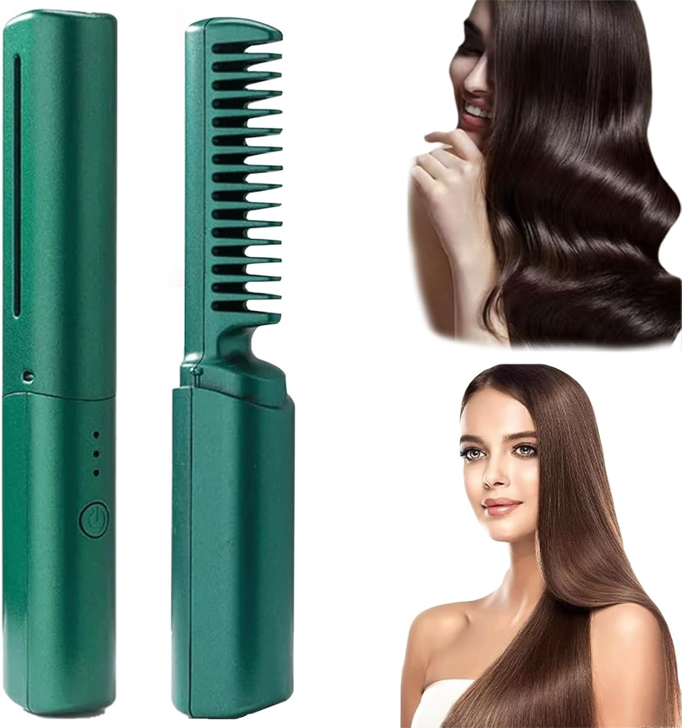 2024 Latest Hairdressing Comb, Rechargeable Mini Hair Straightener, Portable Hair Straightener Cordless, 3 Temperature Adjustments Travel Size Electric Flat Iron, Styling Combs (Pink)