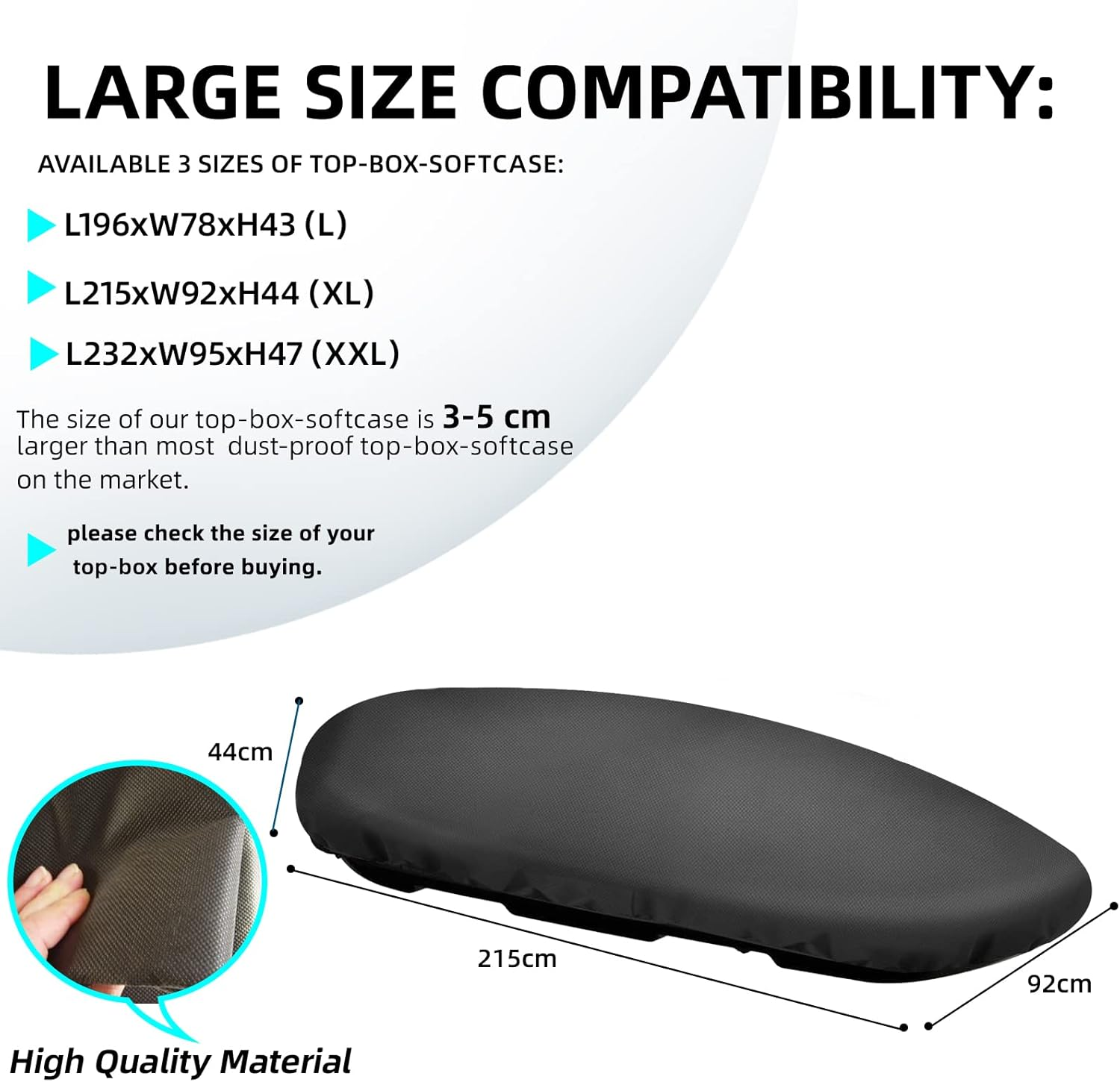 Roof Box Protective Cover, Roof Boxes Cover, Better Protection for Roof Boxes, Car Protective Cover, Box Lid Protective Cover (L 215 X W 92 X H 44 Cm) image number 1