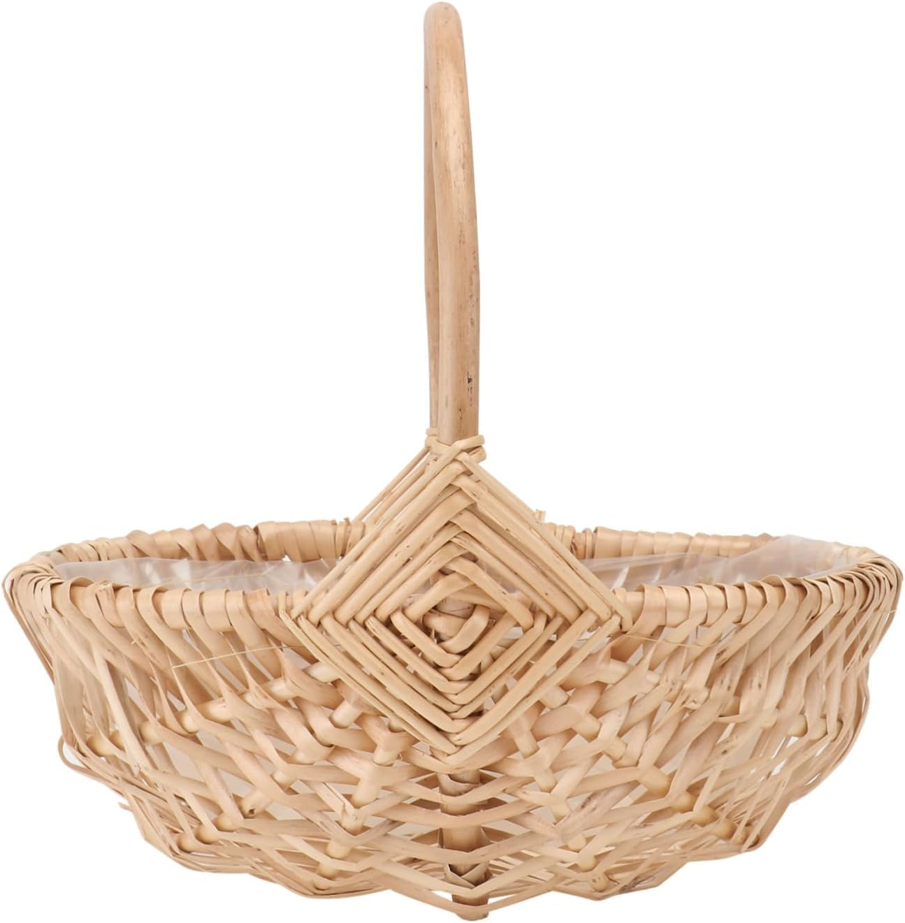 Handwoven Rattan Basket - Vintage Style Woven Picnic Basket with Handle, Small Flower Girl Basket for Floral Arrangements, Fruits, Bread Storage & Outdoor Gatherings image number 5