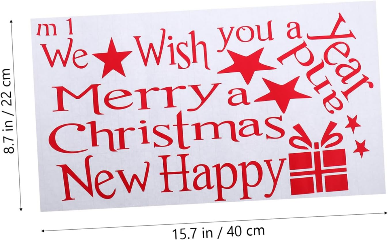 Jojofuny 3Pcs Christmas Tree Wall Stickers Creative Blessing Words Decals for Home Classroom Shop Decoration Removable Art for Festive and Walls image number 1