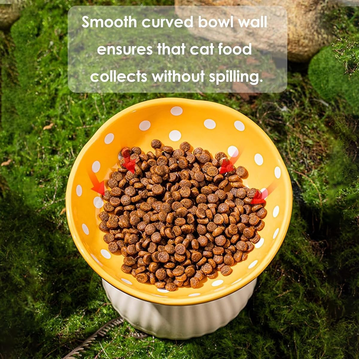 AIMALL Elevated Pet Bowl, Non-Slip Cat Feeding Bowl with Polka Dot Design, Food Grade, Suitable for Small, Adult and Senior Cats, 5.91 X 5.51 Inches image number 3