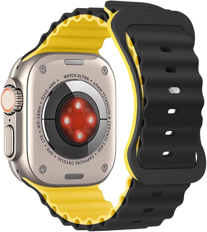 Ocean Band Compatible for Apple Watch Ultra 49Mm 46Mm 45Mm 44Mm 42Mm(Series 3/2/1), Sport Silicone Replacement Strap Compatible with Iwatch Ultra 3/2/1 Series 11/10/9/8/7/6/5/4/3/2/1/SE