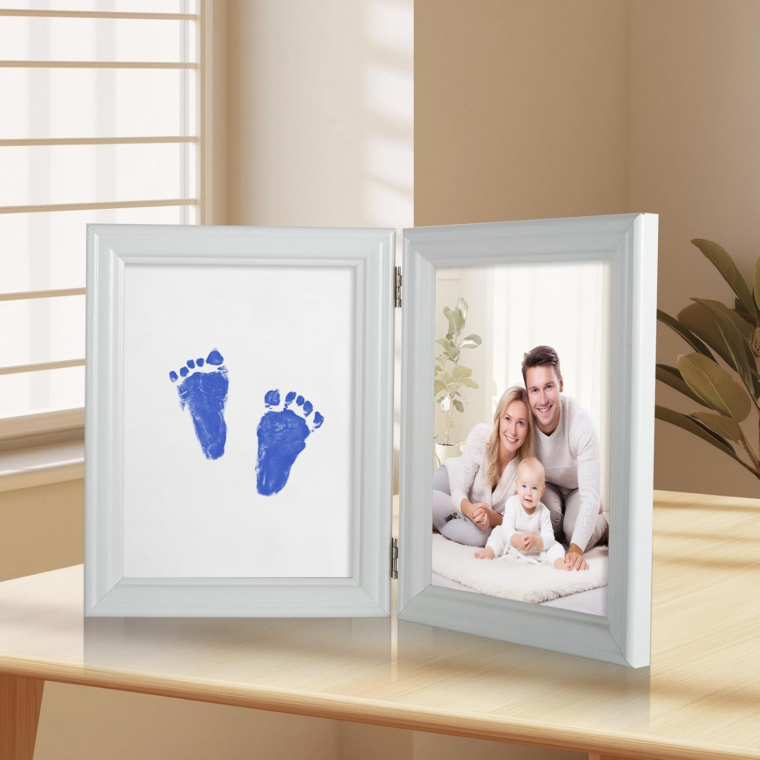 3 PCS Inkless Baby Print Baby Ink Hand and Footprint Kit, Handprint Picture Frame for Newborns Safe Clean Touch Ink Pad for Prints, Best New Mom and Shower Gift, Foot Impression Photo Keepsake for Girls & Boys (Blue) - Red image number 7