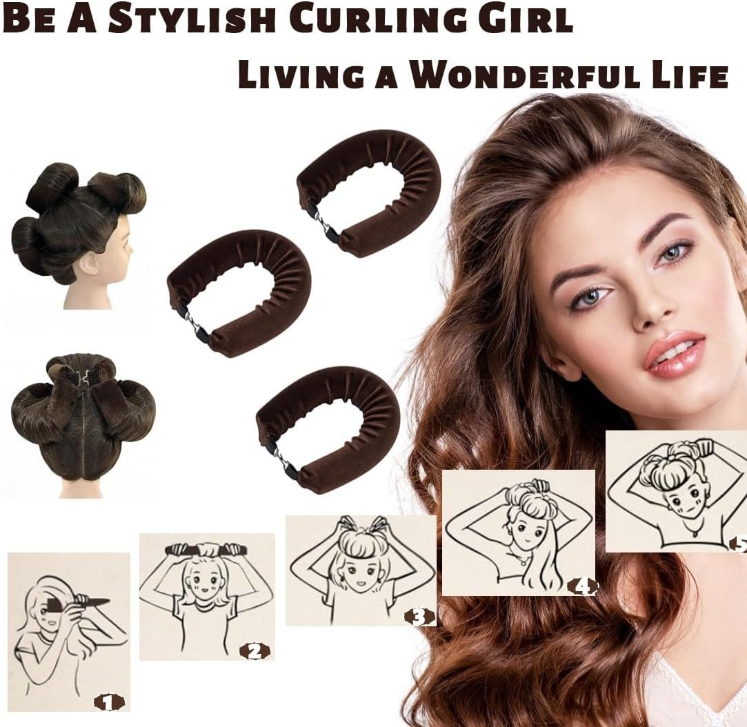 ZEPIQOR Pack of 4 Heat-Free Curlers, Heatless Curls Band, Curlers Overnight with Hooks, Overnight Blowout Curls without Heat, Curlers Heatless Curls for All Hair Types (Brown) image number 5