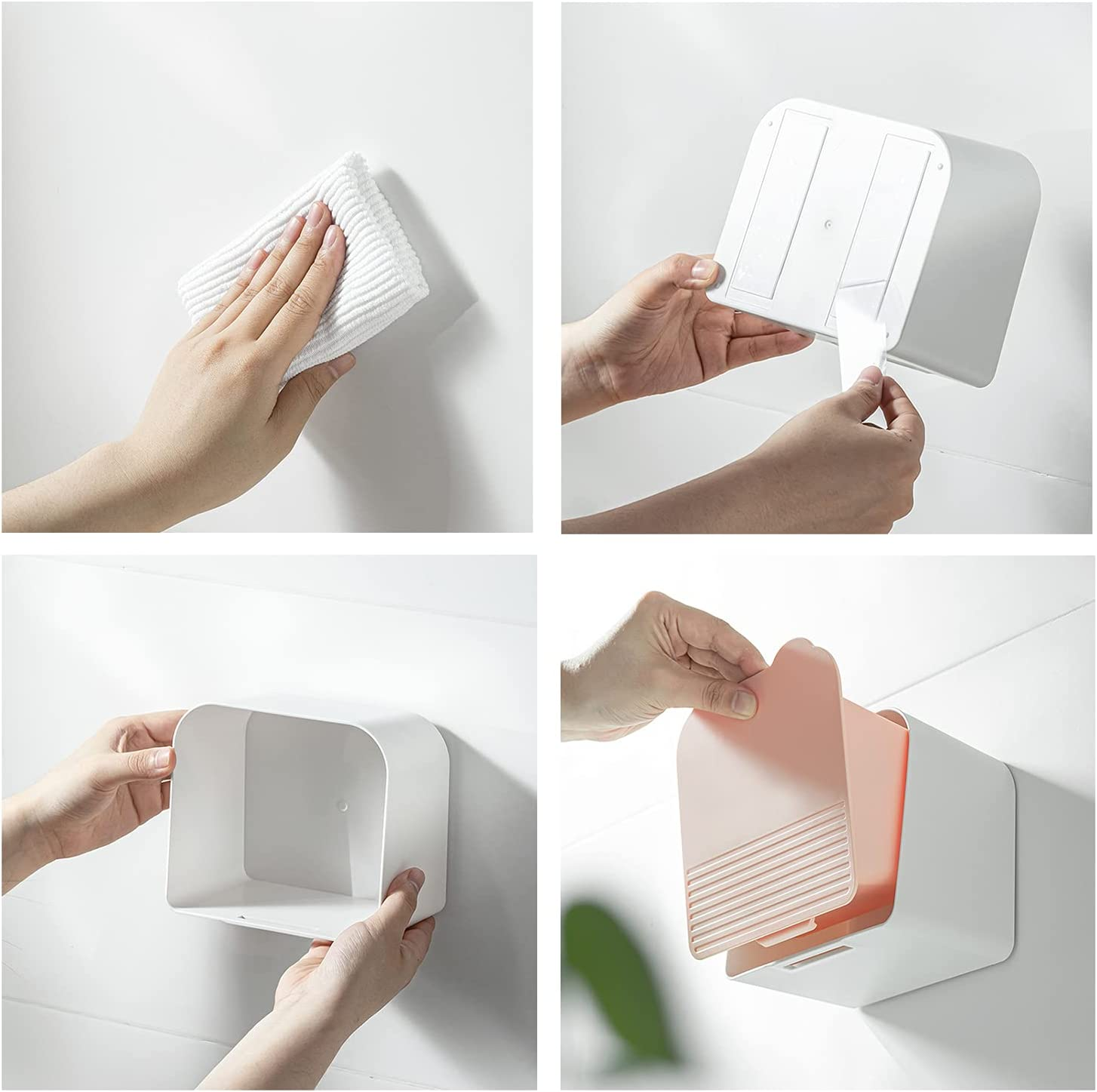 MORNITE Bathroom Canisters Organizer Storage Box Container Feminine Day Overnight Pad Holder Cotton Qtip Makeup Sponges Holder,White - Brown image number 2