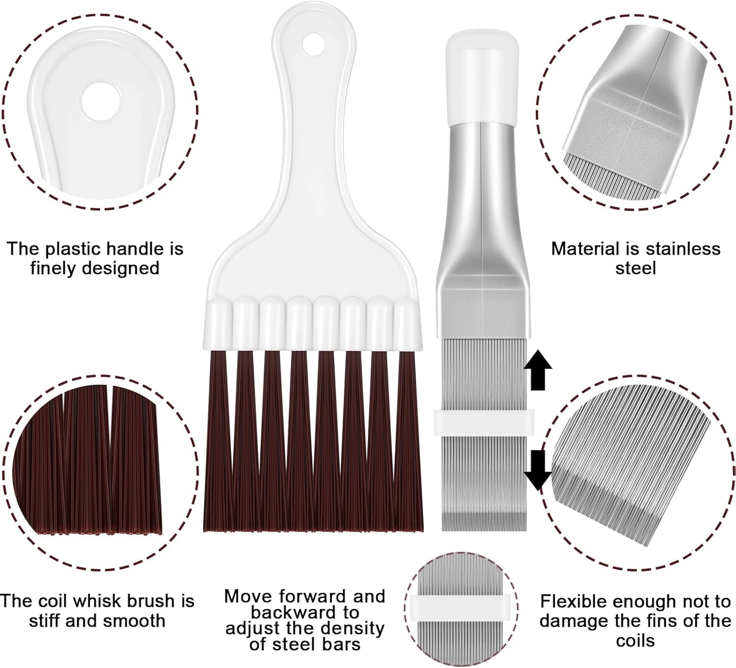 2 Pieces Air Conditioner Condenser Fin Comb, Fin Cleaning Brush Air Conditioner Fin Cleaner Refrigerator Coil Cleaning Whisk Brush Metal Fin Evaporator Radiator Repair Tool image number 1