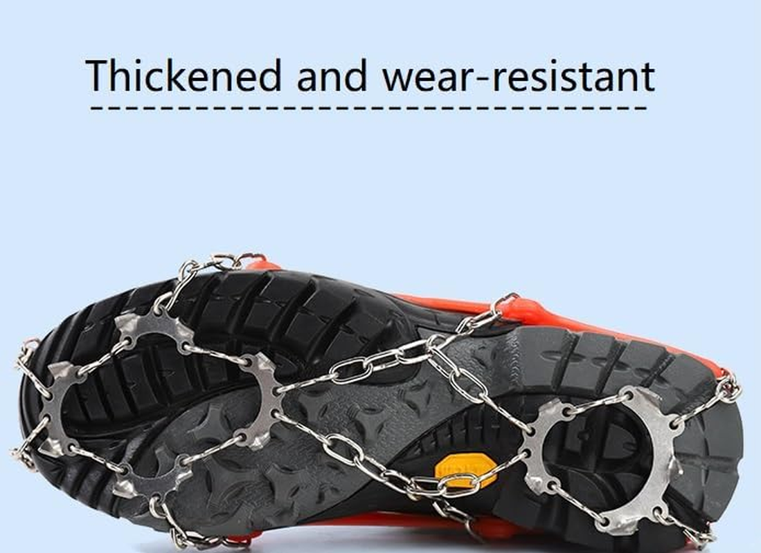 19 Teeth Claws Crampons,Non-Slip Shoes Cover with Stainless Steel Chain for Hiking Fishing Climbing Jogging Mountaineering Walking on Snow and Ice image number 3