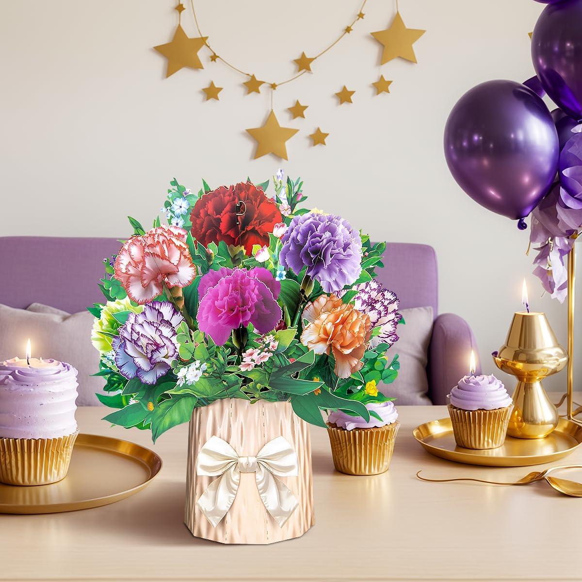 Carnation Paper Flower Pop up Cards, Mother'S Day Pop up Flower Card, Teacher'S Day Card, with Note Card and Envelope, Get Well Cards, Happy Holiday Card for Mom, Teacher, Friends.