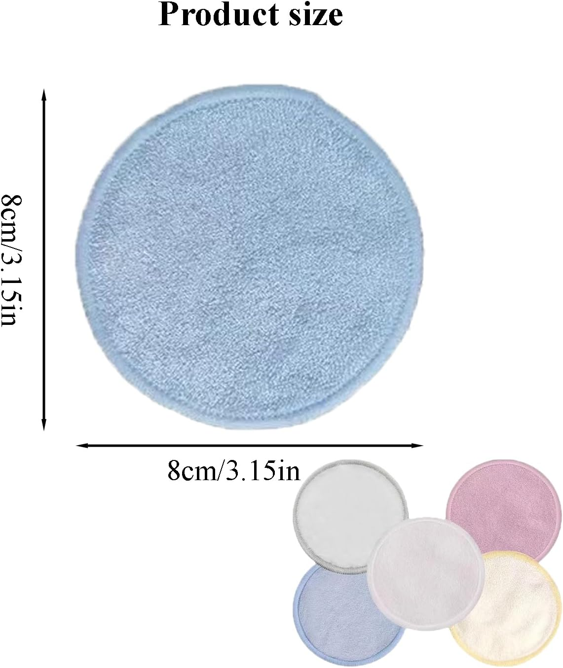 30 Pcs Reusable Cotton Rounds - Natural Fiber Makeup Remover Pads for Face & Travel - Washable, Reusable Facial Cleansing Wipes Suitable for All Skin Types (Multicolor) image number 3