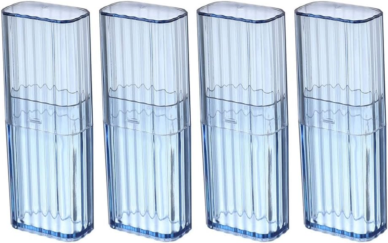 4 Pcs Cotton Swab Holder for Travel Mini Travel Swab Case Cotton Swab Box for Makeup Sponge Cotton Swabs Hair Ties Floss Cosmetics Makeup Bedroom Travel (Blue)